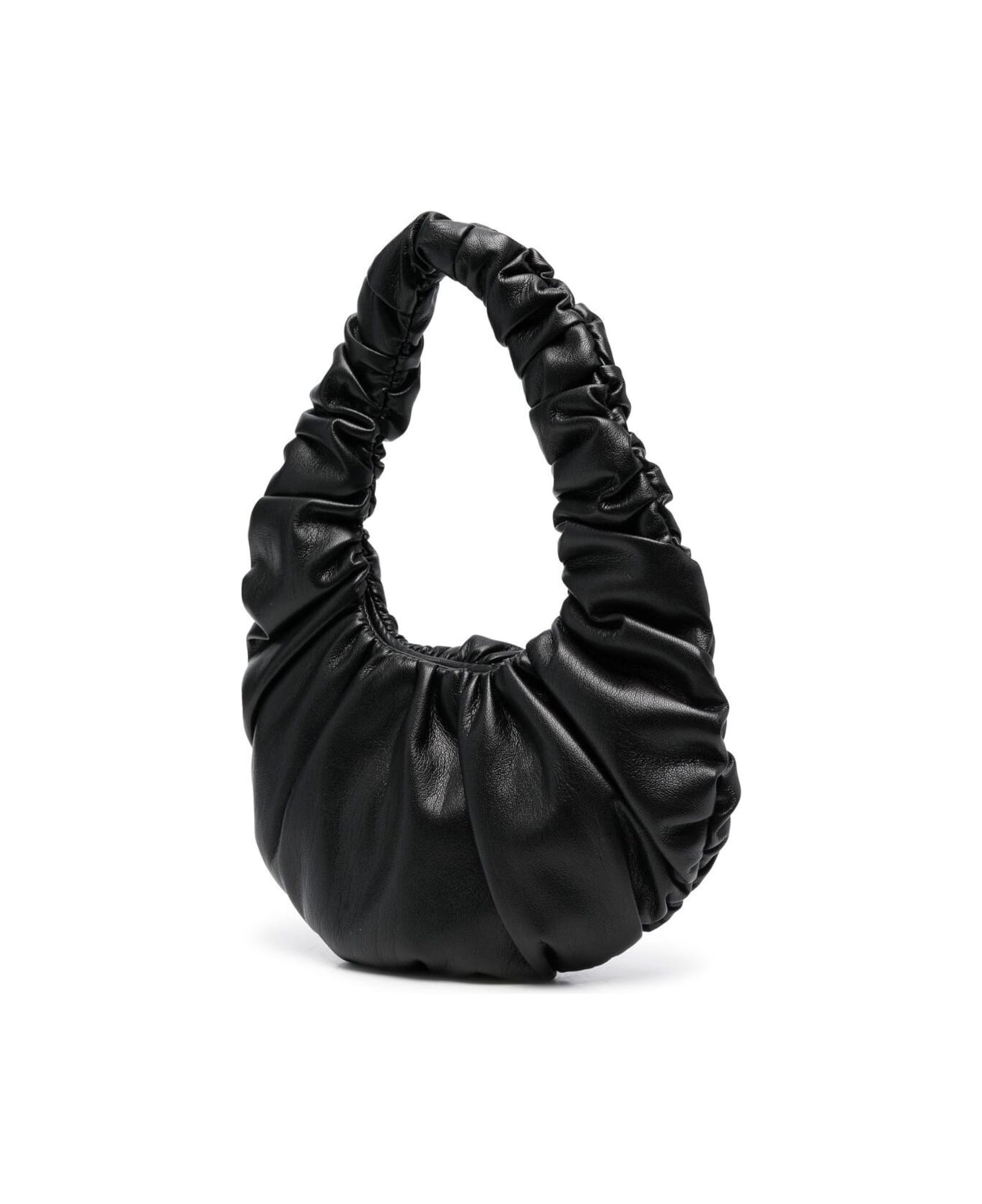 Nanushka 'anja' Black Baguette Mini Bag With Hobo Handle In Ruched Vegan Leather Woman Nanushka - Black