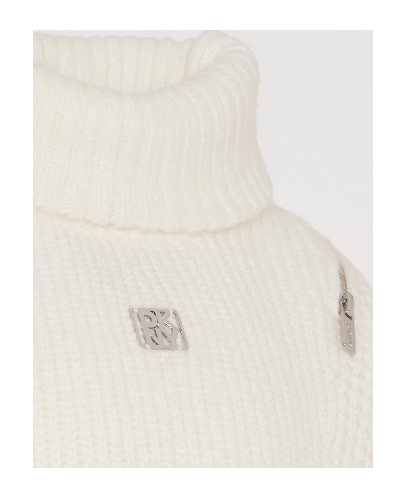 DKNY Ivory Crop Vest For Girl With Logo - White