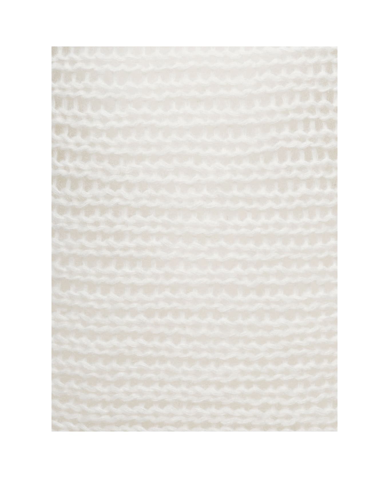 Forte_Forte White Cropped Sweater With Boat Neckline In Wool Blend Woman - Pure