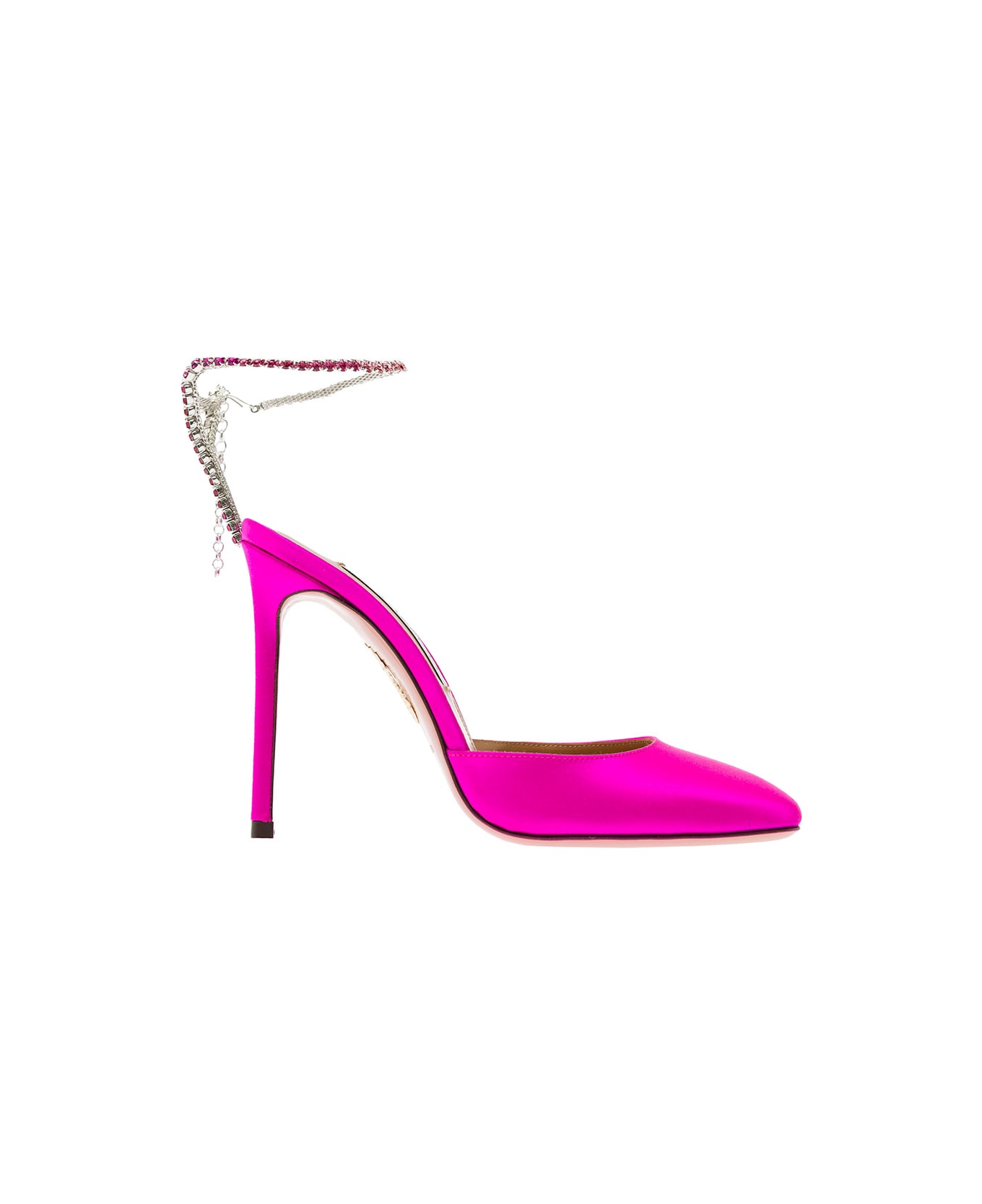 Aquazzura Fuchsia Pink 'ice' Pumps Satin Effect With Crystal Embellishment In Leather Woman - Fuxia