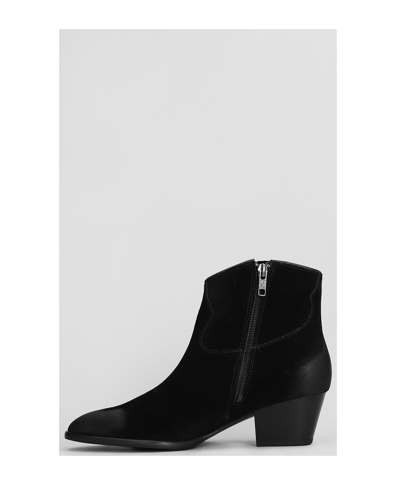 Ash Fame Texan Ankle Boots In Black Suede - black