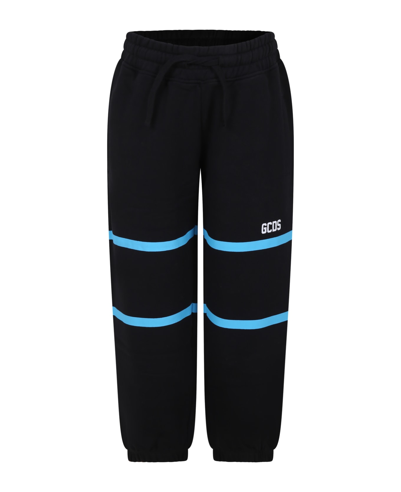 GCDS Mini Black Trousers For Kids With Logo - Black ボトムス