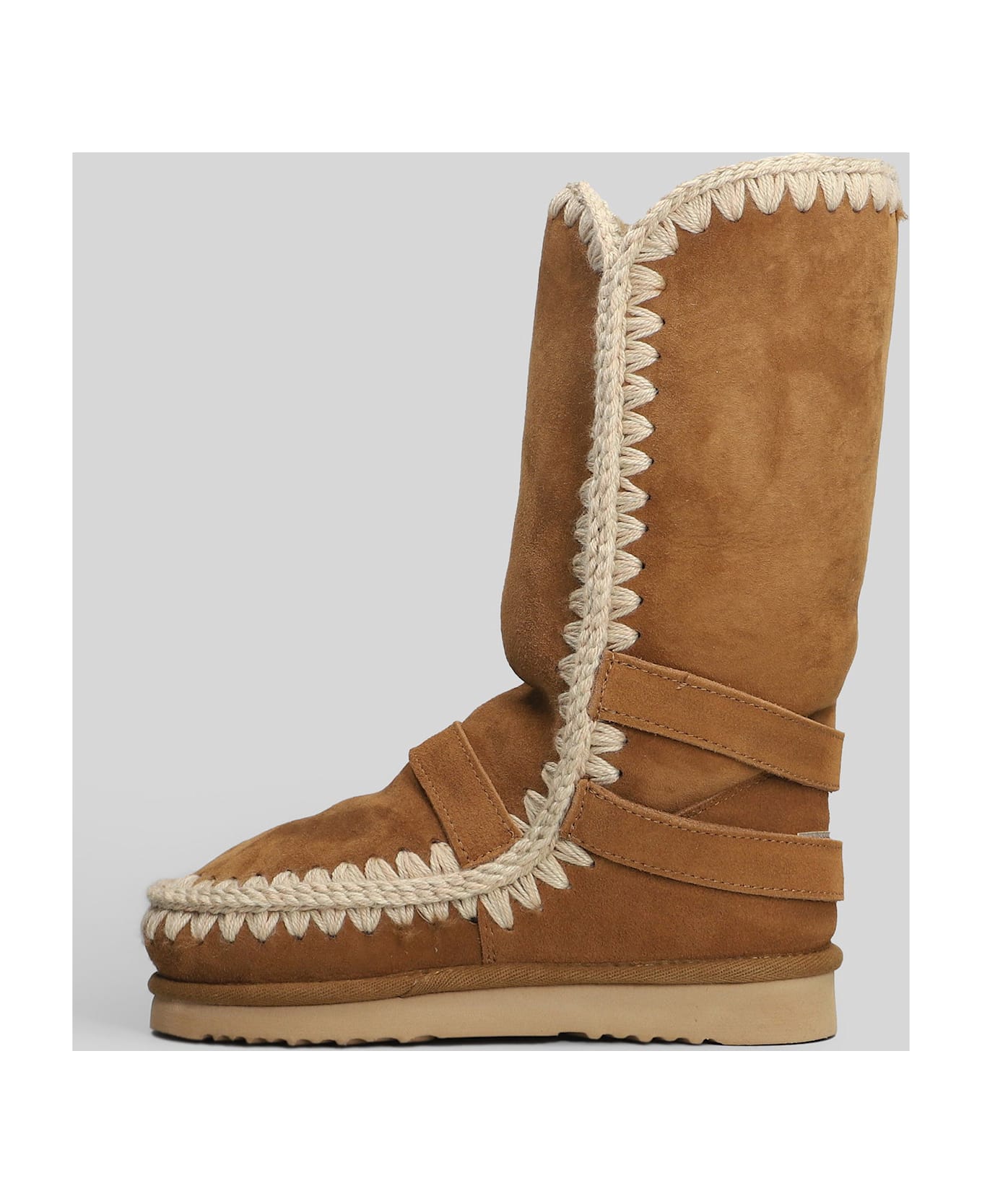 Mou Eskimo 40 Low Heels Boots In Brown Suede - brown
