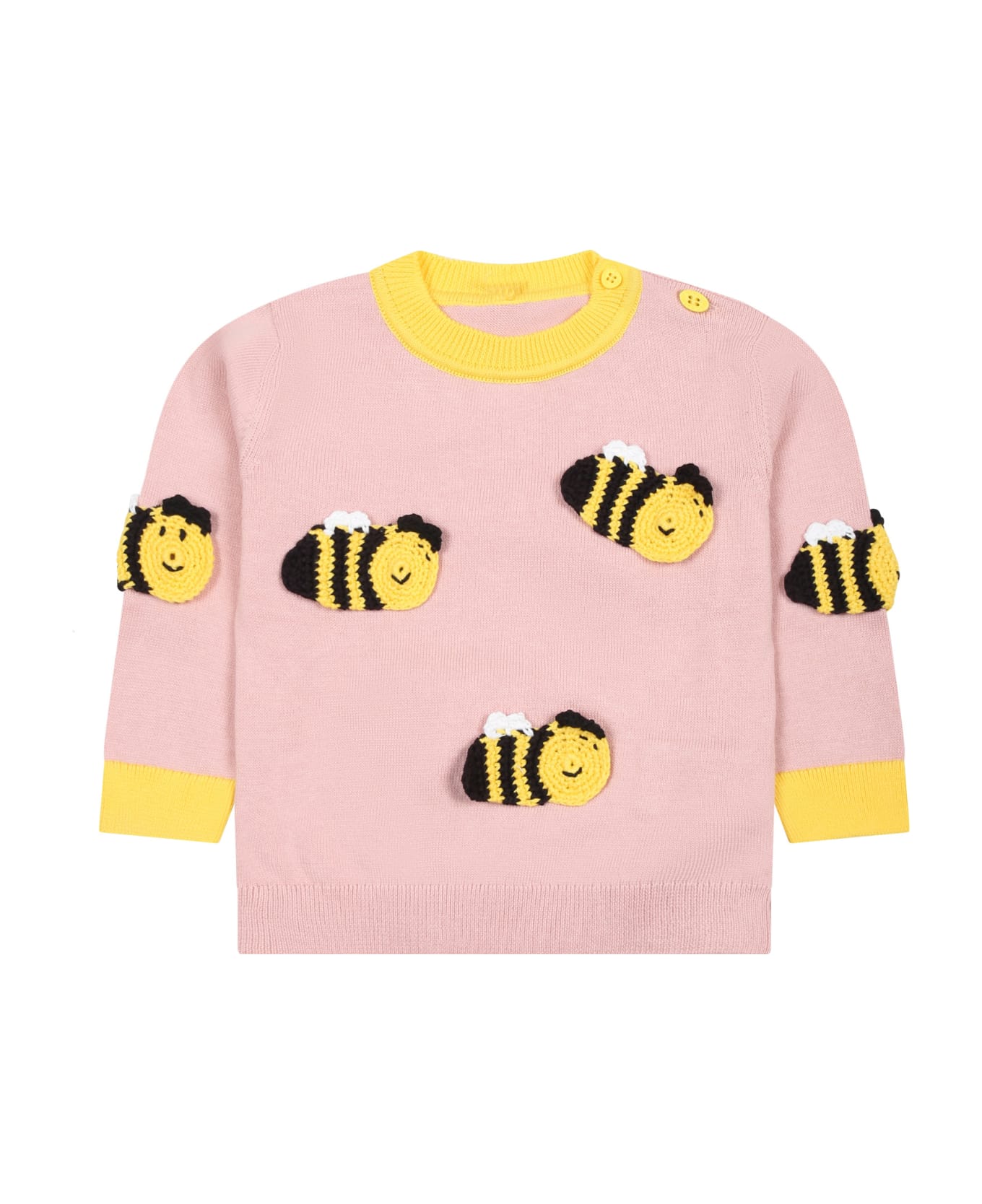 Stella McCartney Kids Pink Sweater For Baby Girl With Bees - Pink