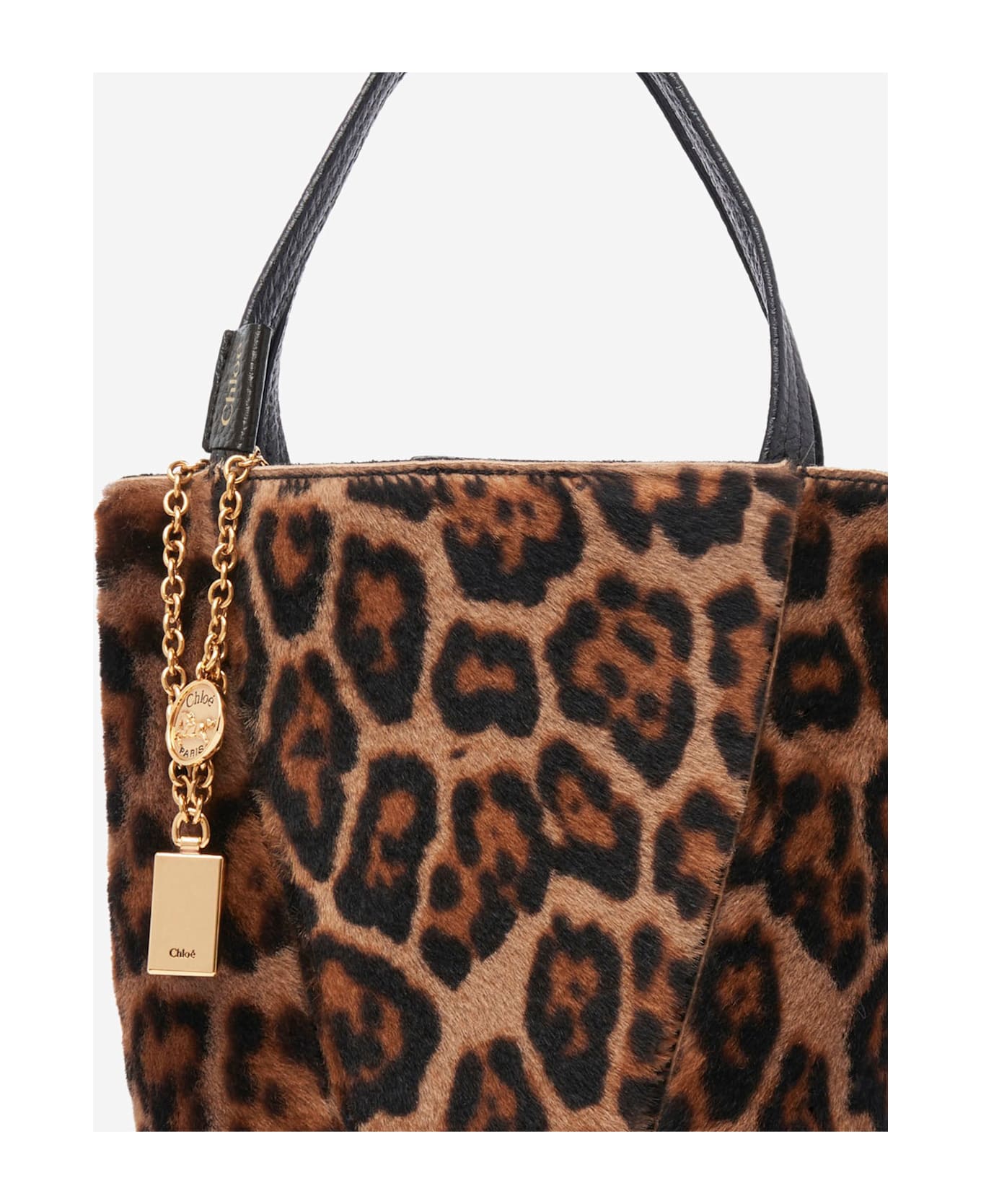 Chloé Small Sheraling Tote Bag With Animal Print - Jungle Brown