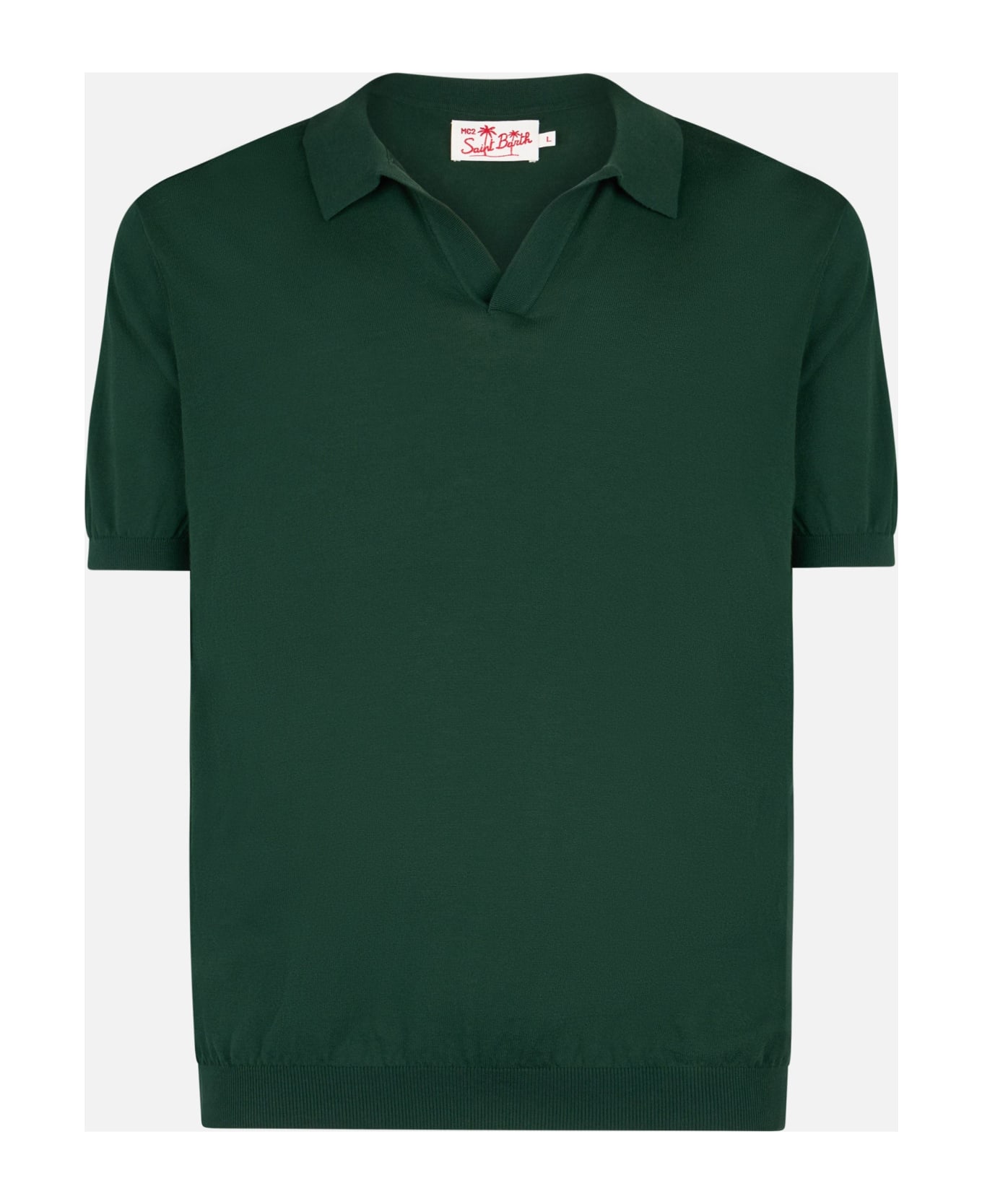 MC2 Saint Barth British Green Buttonless Knitted Polo Shirt Sloan - GREEN