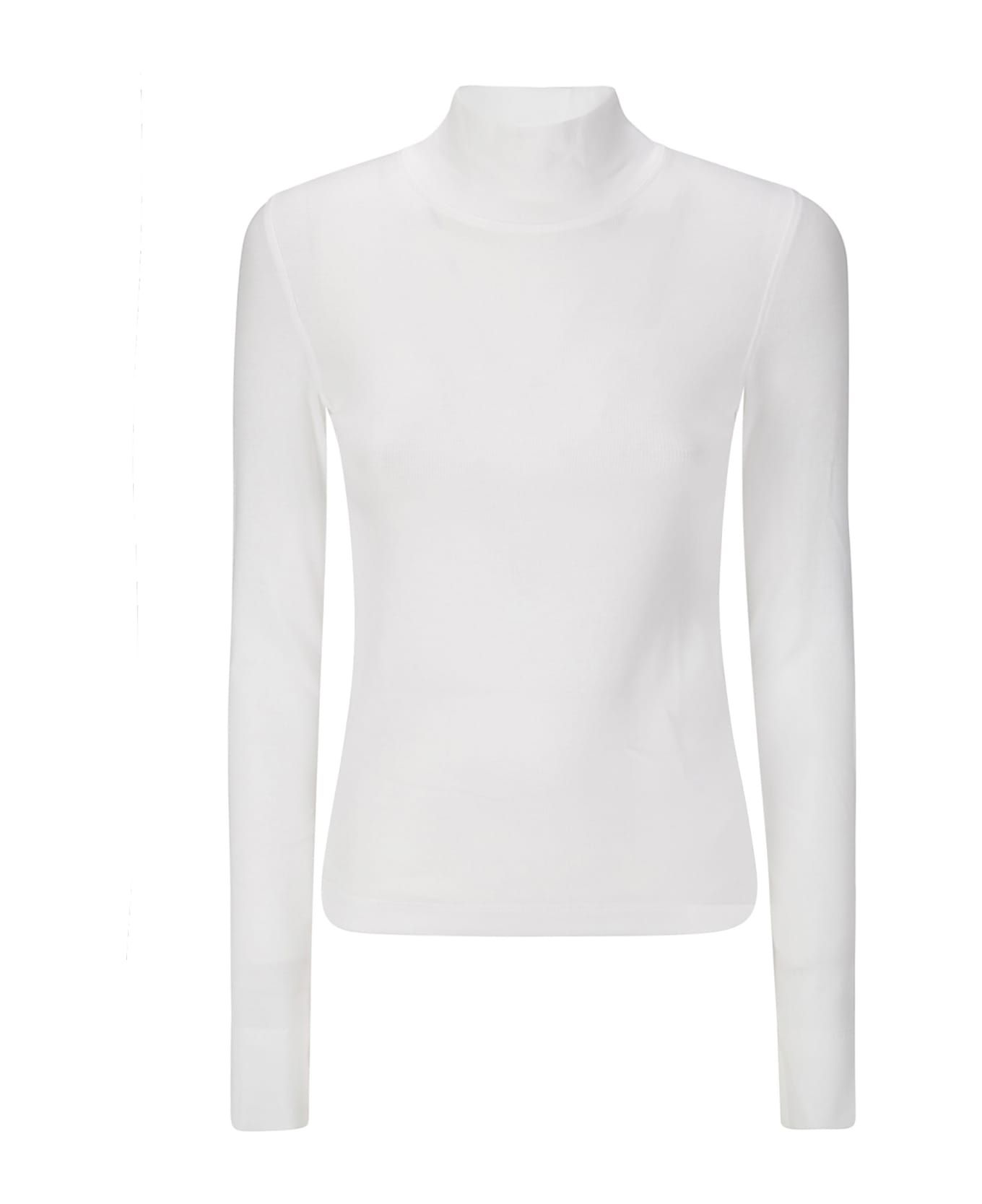 Ganni Soft Cotton Rib Long Sleeve T-shirt - BRIGHT WHITE