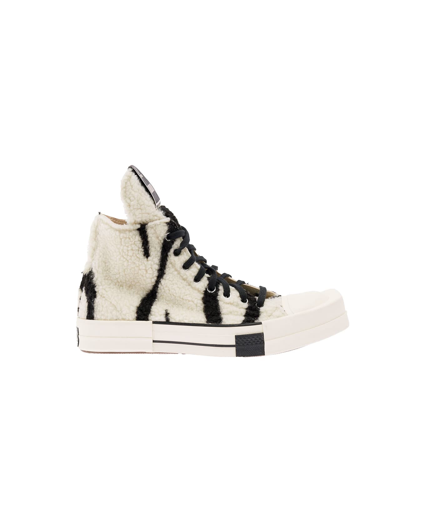 DRKSHDW Black And White Shearling Sneakers In Cotton Woman - Grey