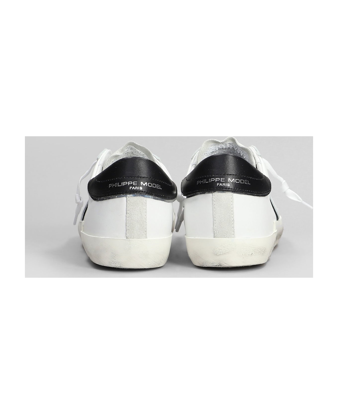 Philippe Model Prsx Low Sneakers In White Suede And Leather - white
