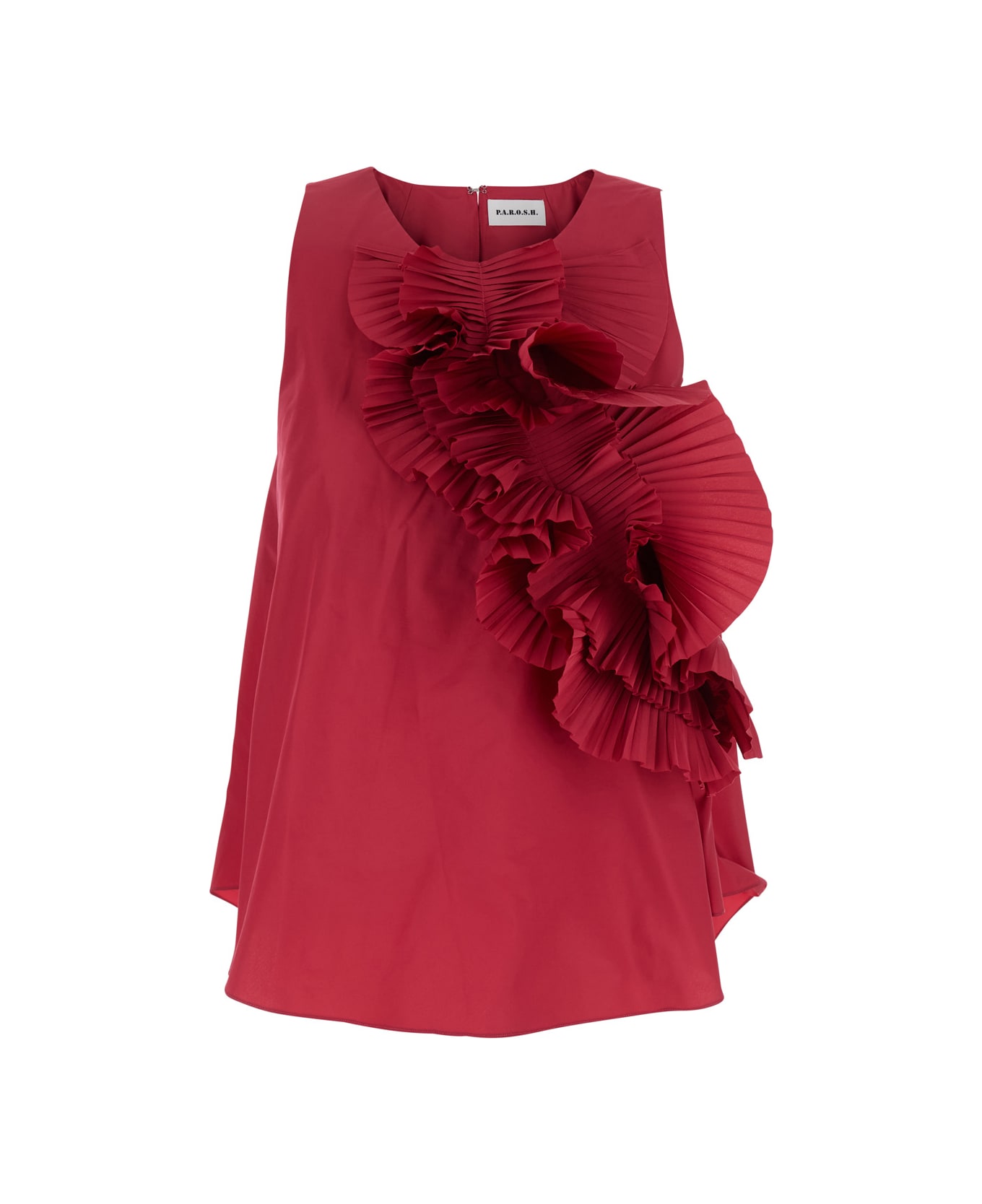 Parosh Bordeaux Blouse With Ruffles On The Front In Tech Fabric Women - Bordeaux