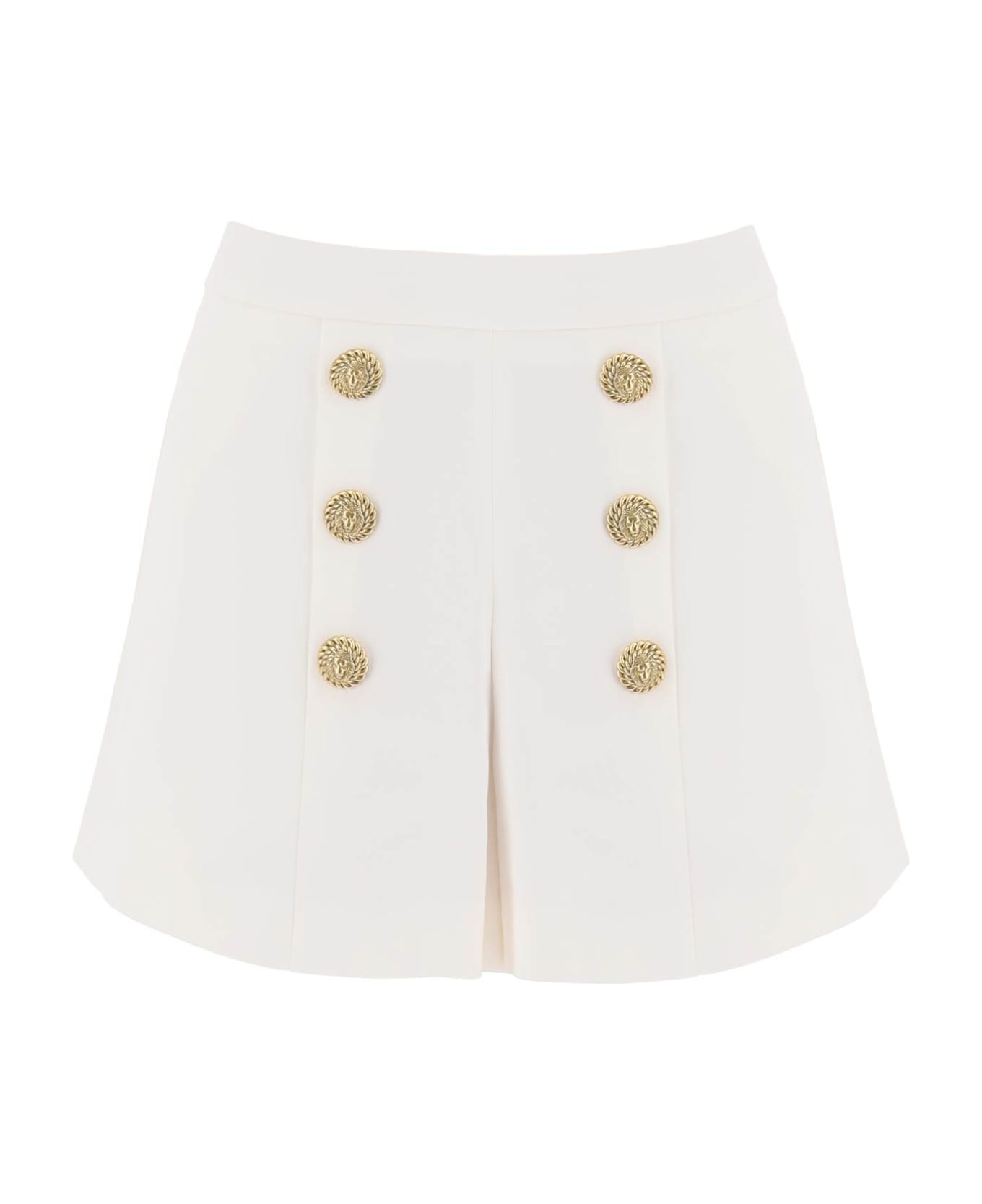 Balmain Crepe Shorts With Embossed Buttons - BLANC (White)