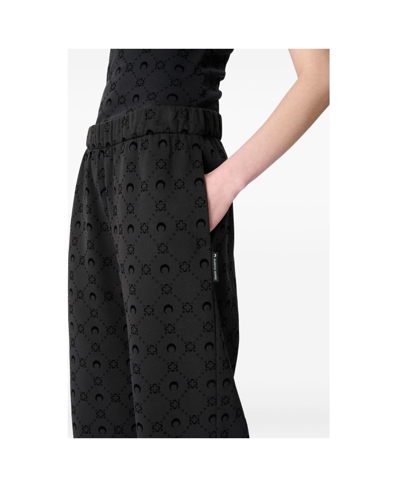 Marine Serre Logo Fleece Track Pants - Black