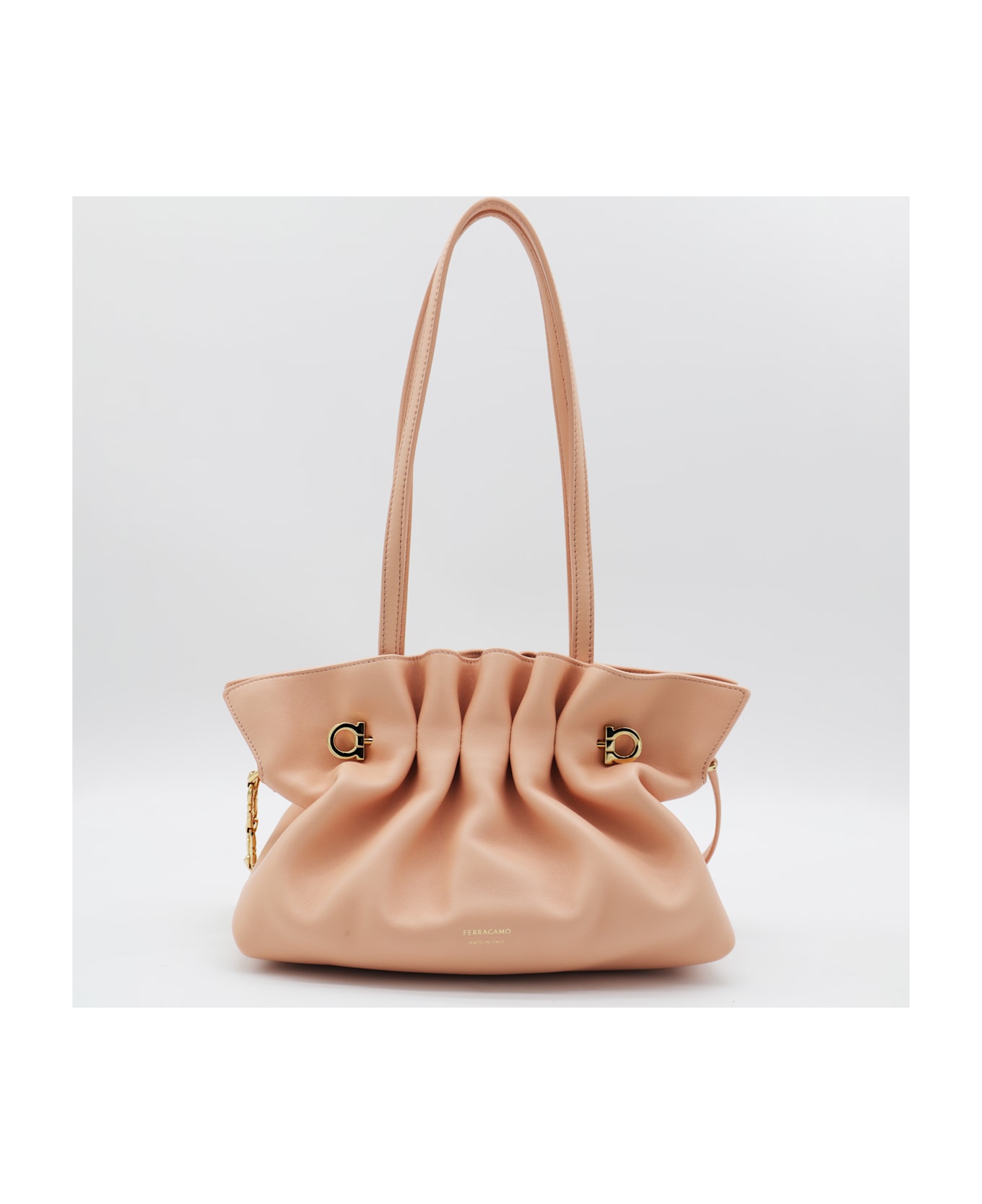 Ferragamo Light Pink Piercing S Leather Top Handle Bag - PLASTER