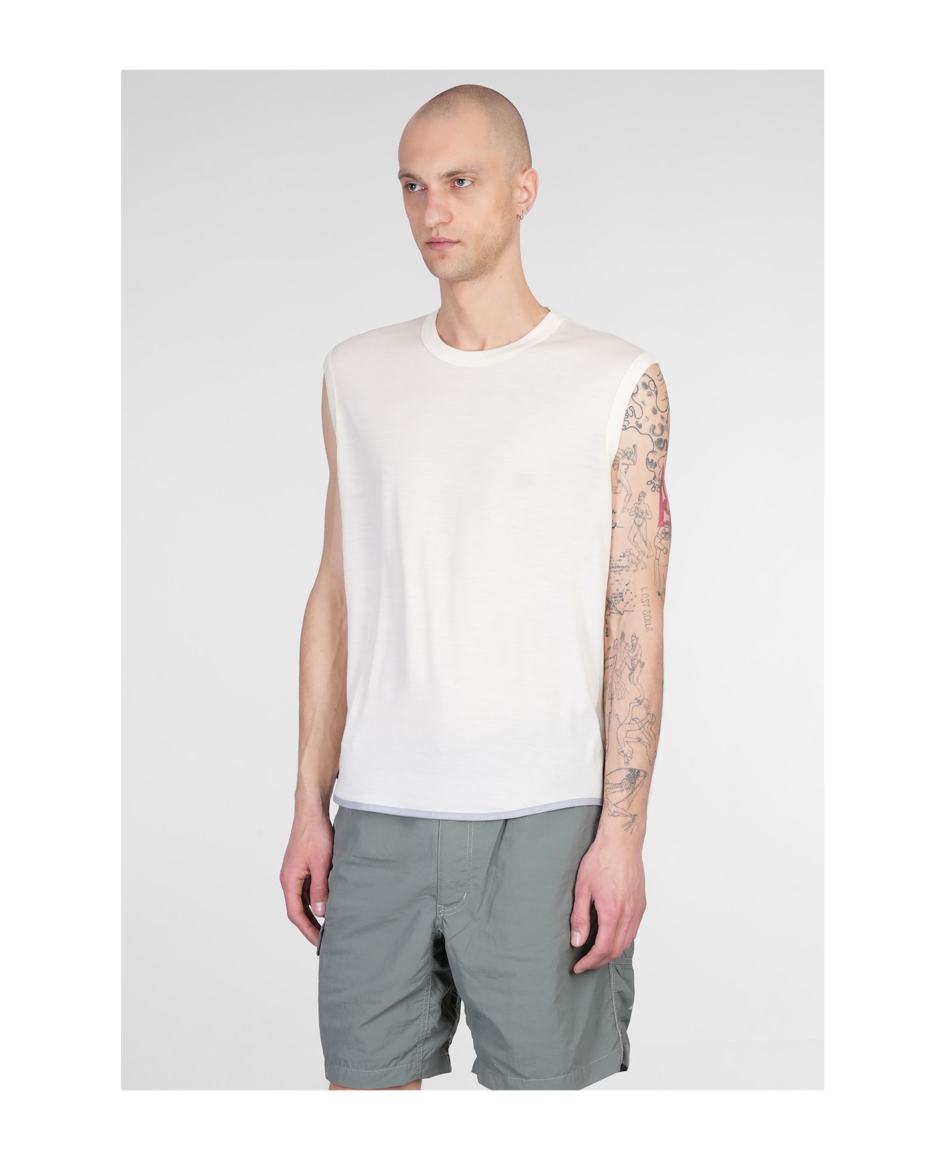 And Wander Tank Top In Beige Wool - beige