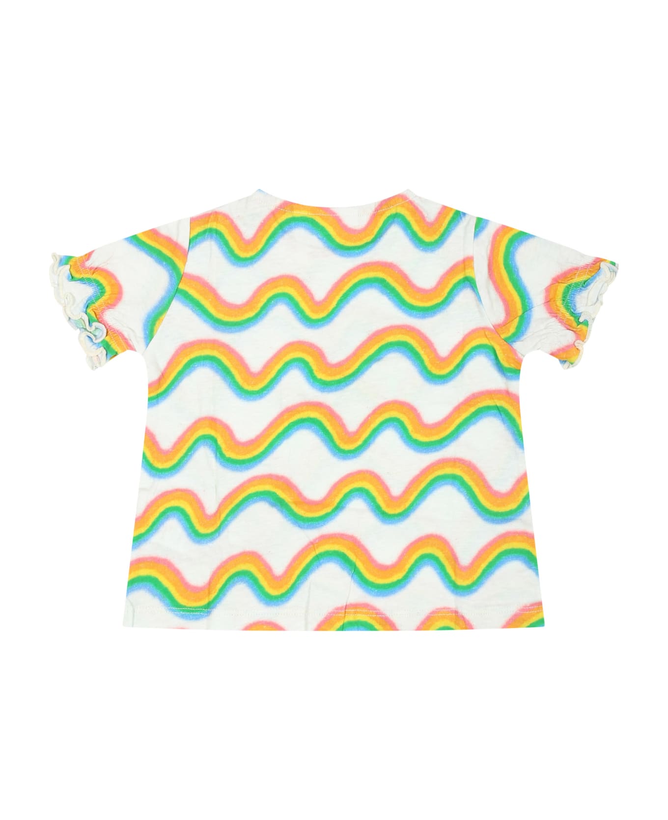 Molo White T-shirt For Baby Girl With Rainbow Print - Multicolor