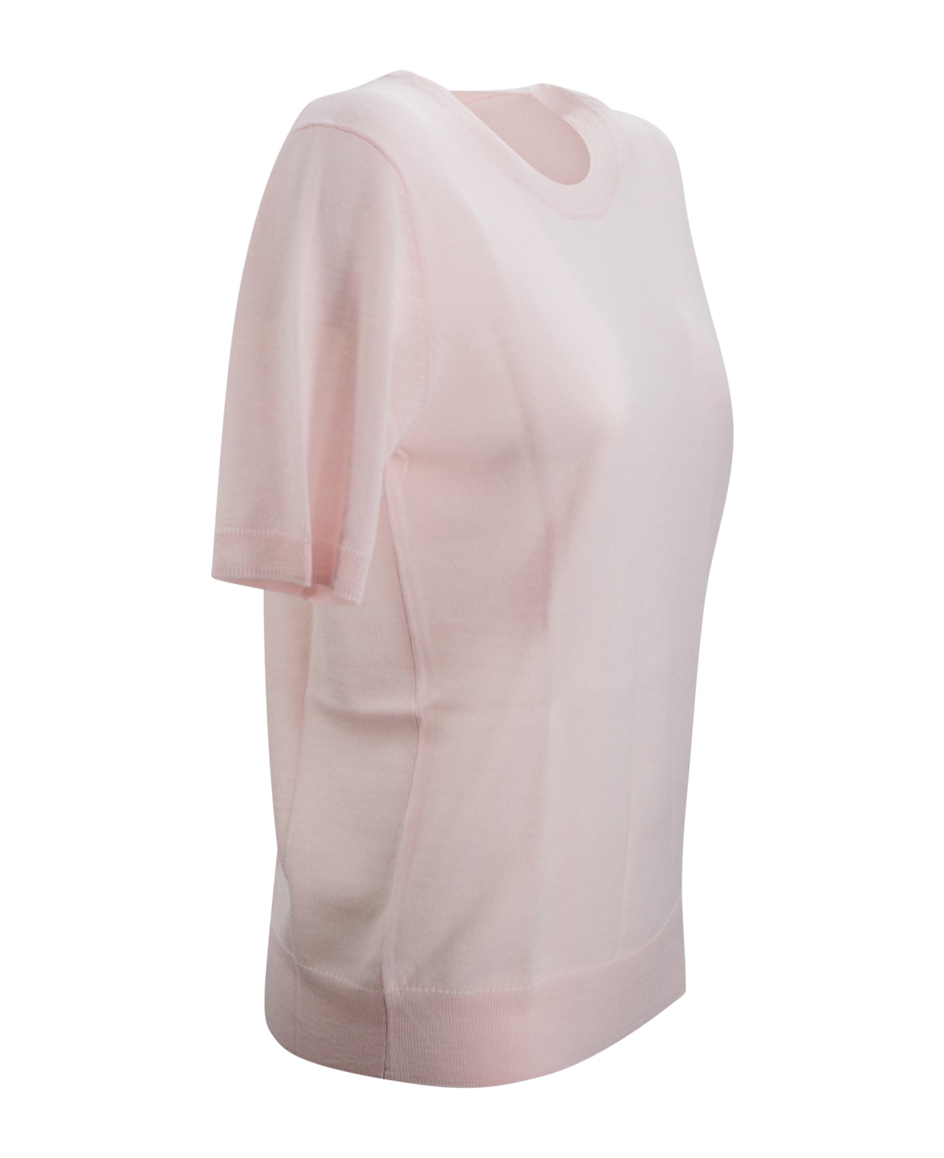 Parosh Linfa Short-sleeve Fine-knit Top - Pink