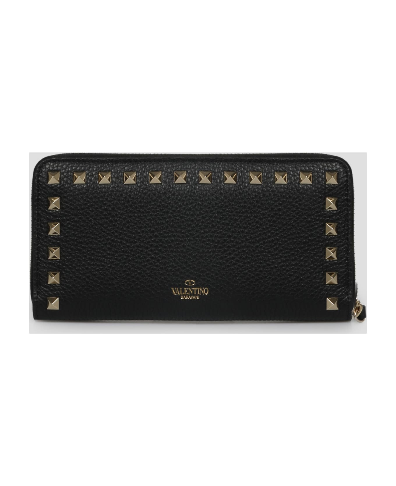 Valentino Garavani Black Leather Rockstud Wallet - Black