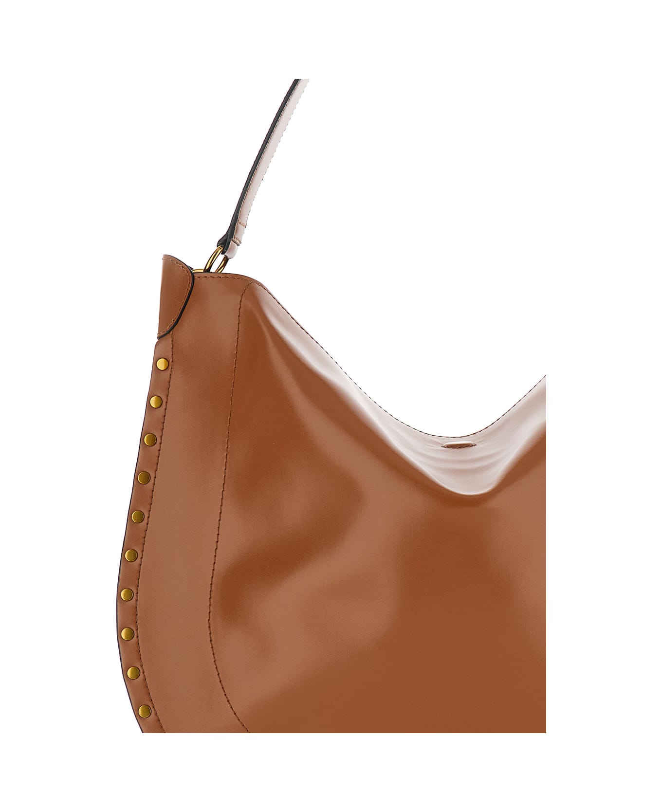 Isabel Marant 'oskan Hobo' Brown Shoulder Bag With Studs Trim In Leather Woman - Brown