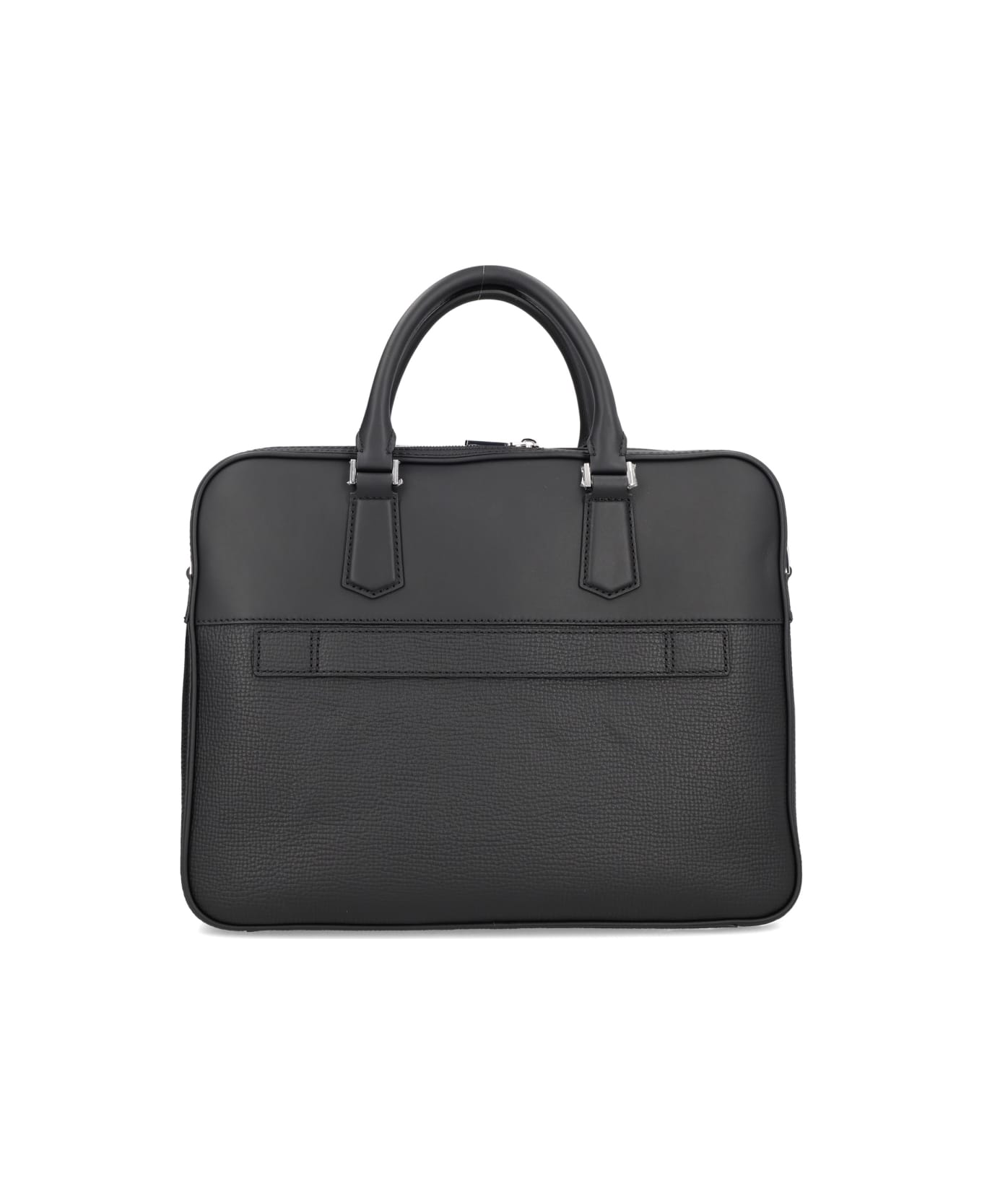 Hugo Boss Leather Briefcase Bag - BLACK