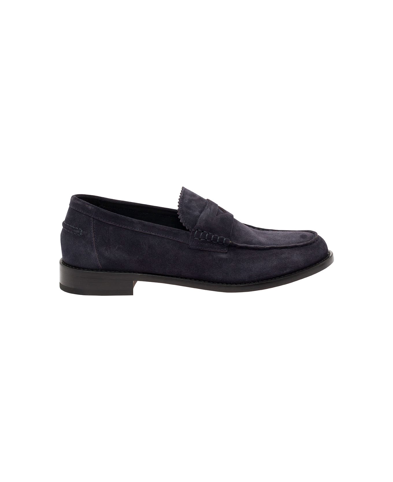 Doucal's Blue Pull-on Loafers In Suede Man - Blu