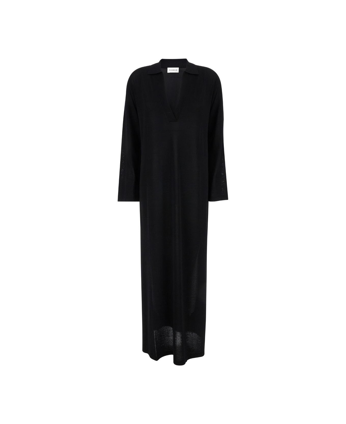 Parosh Maxi Black Skirt With V Neckline In Viscose Blend Woman - Black ワンピース＆ドレス