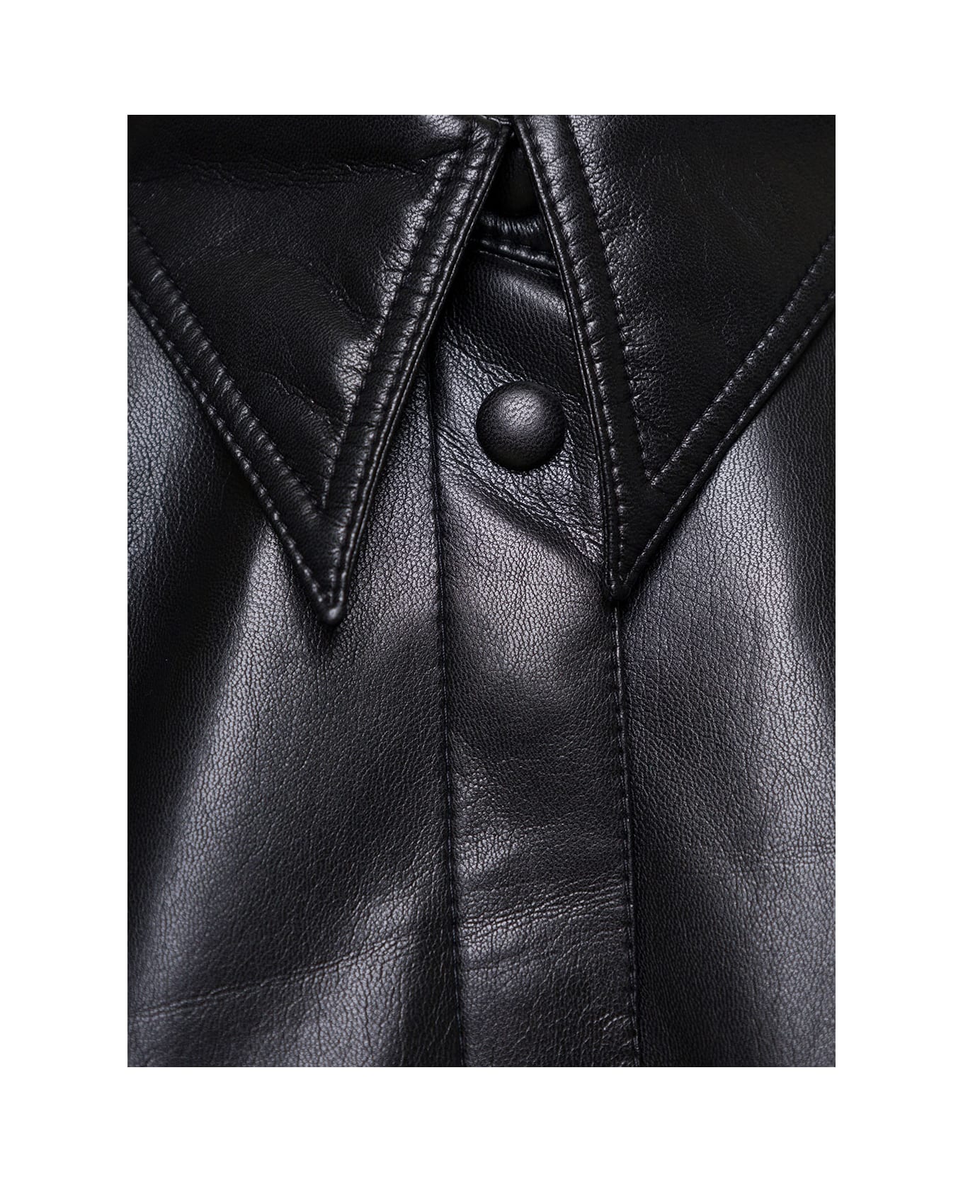 Nanushka 'naum' Black Long-sleeve Shirt With Concealed Fastening In Faux Leather Woman - Black