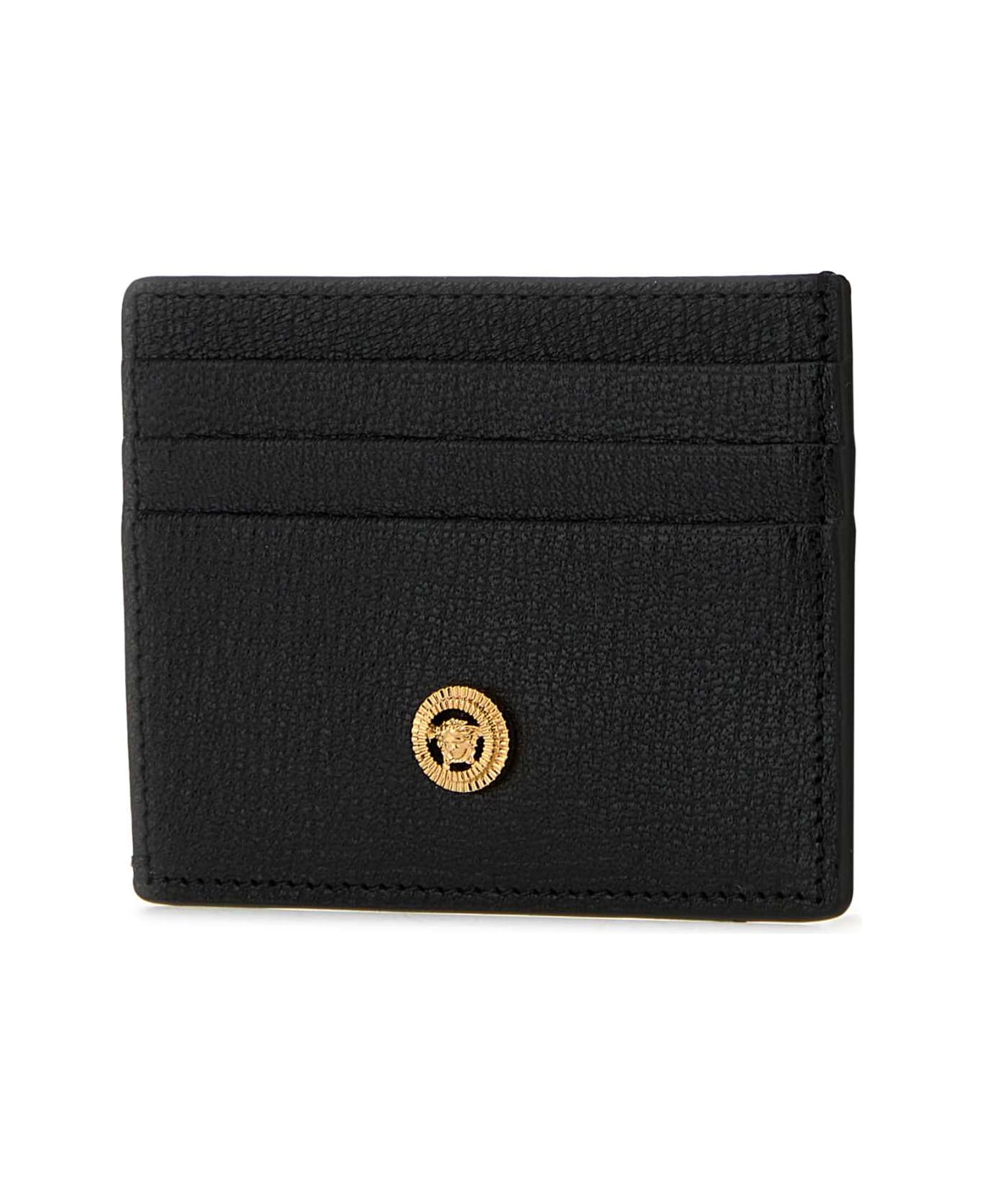 Versace Black Leather Medusa Biggie Card Holder - BLACKVERSACEGOLD