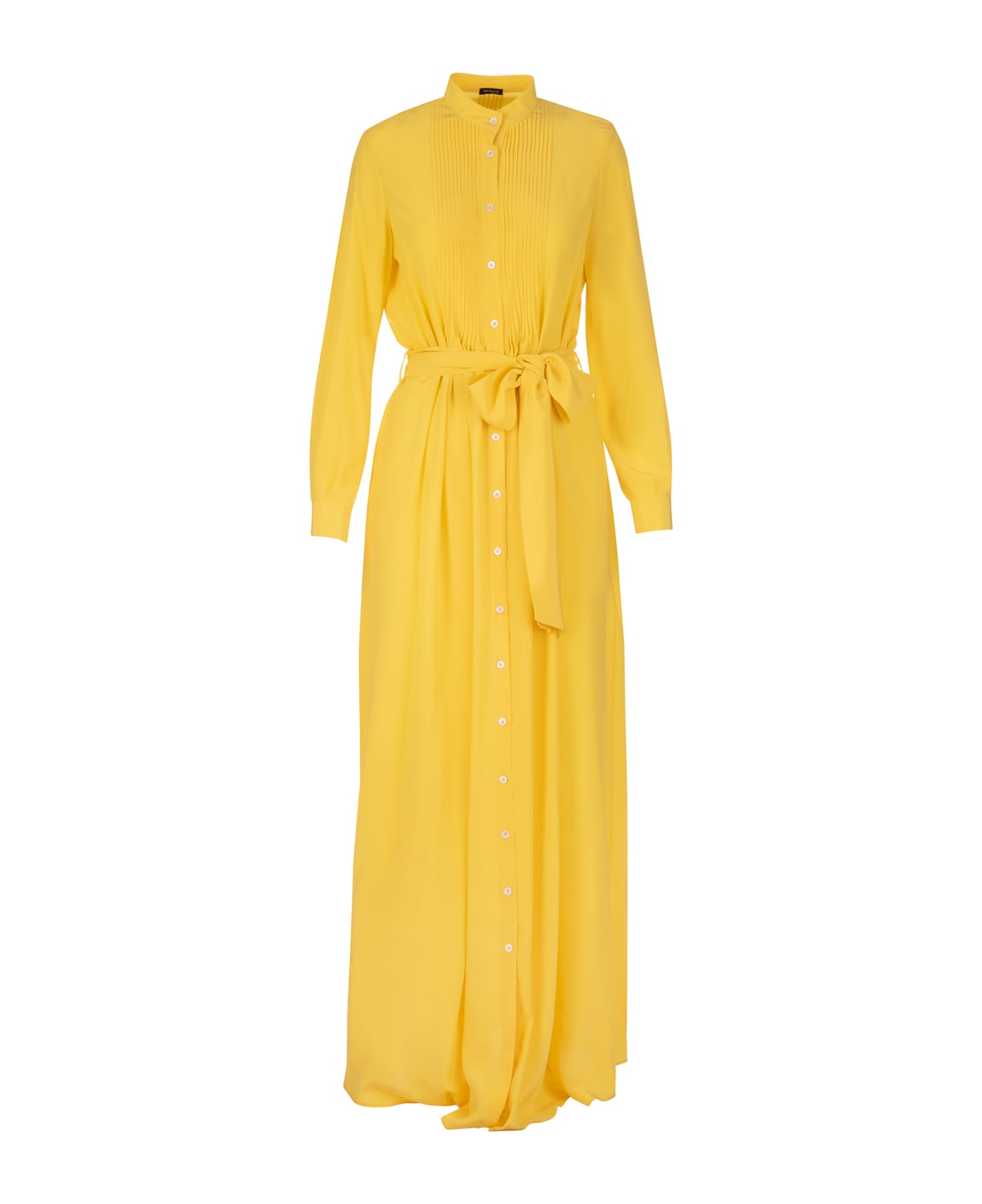 Kiton Long Shirt Dress In Yellow Silk - Giallo