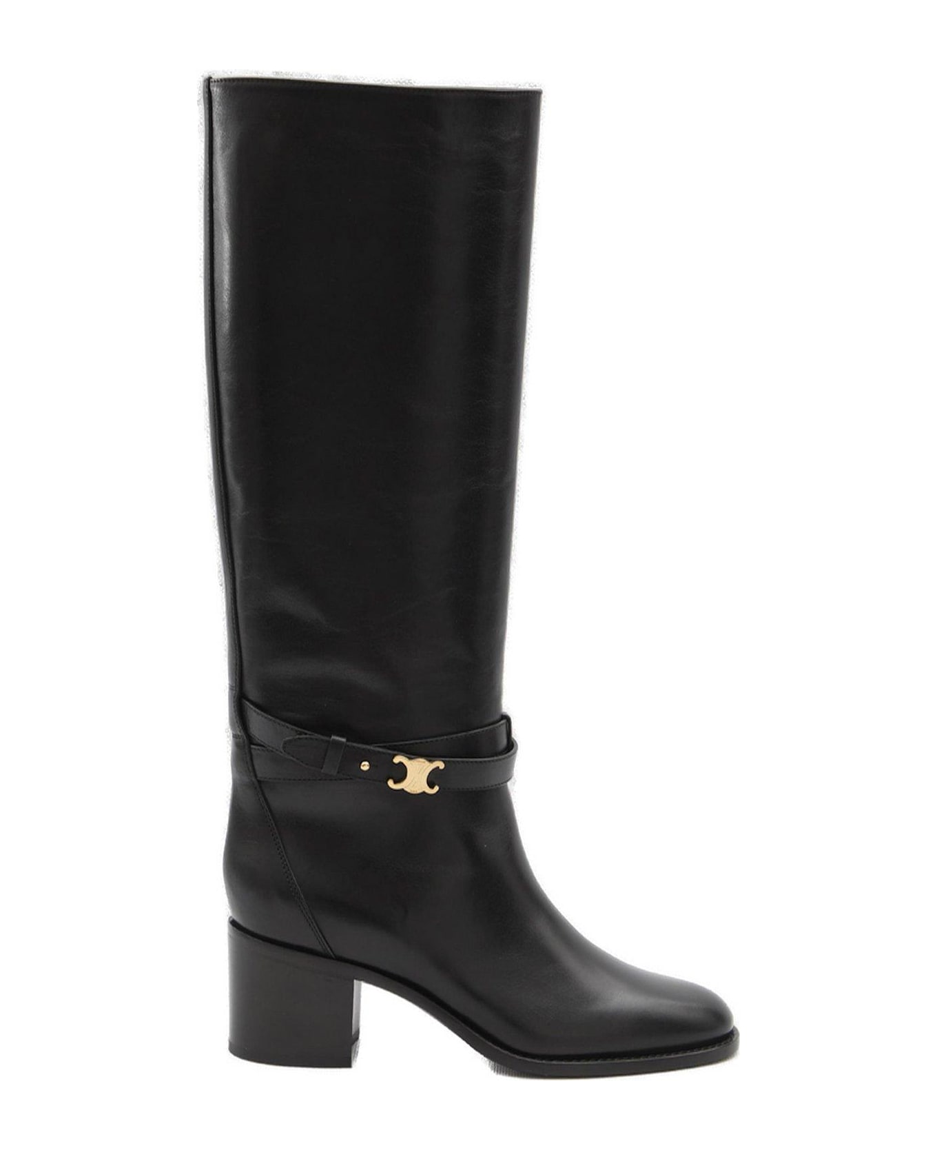 Celine Triomphe Logo Plaque Boots - Black