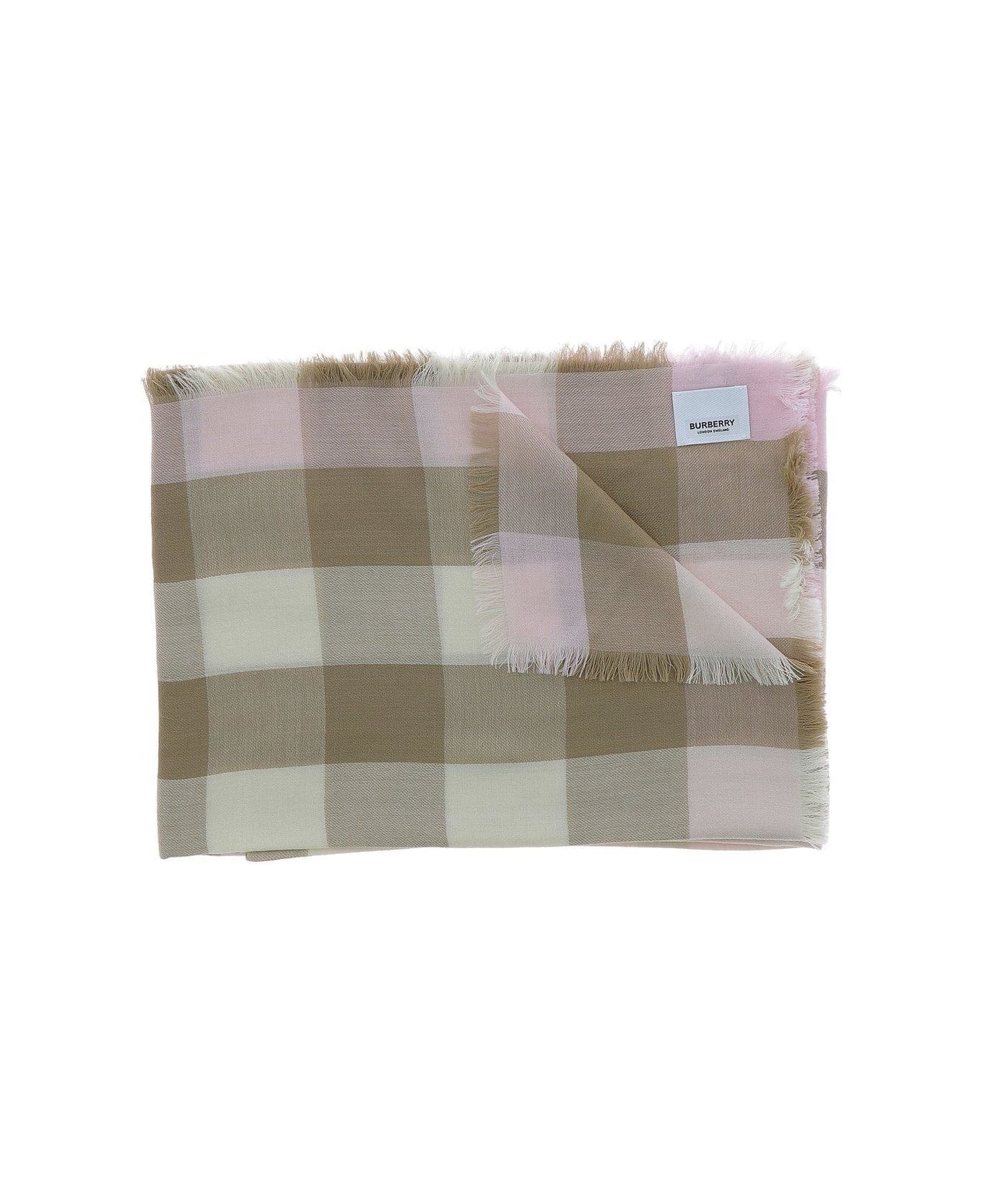 Burberry Lightweight Checked Scarf - ALABASTER