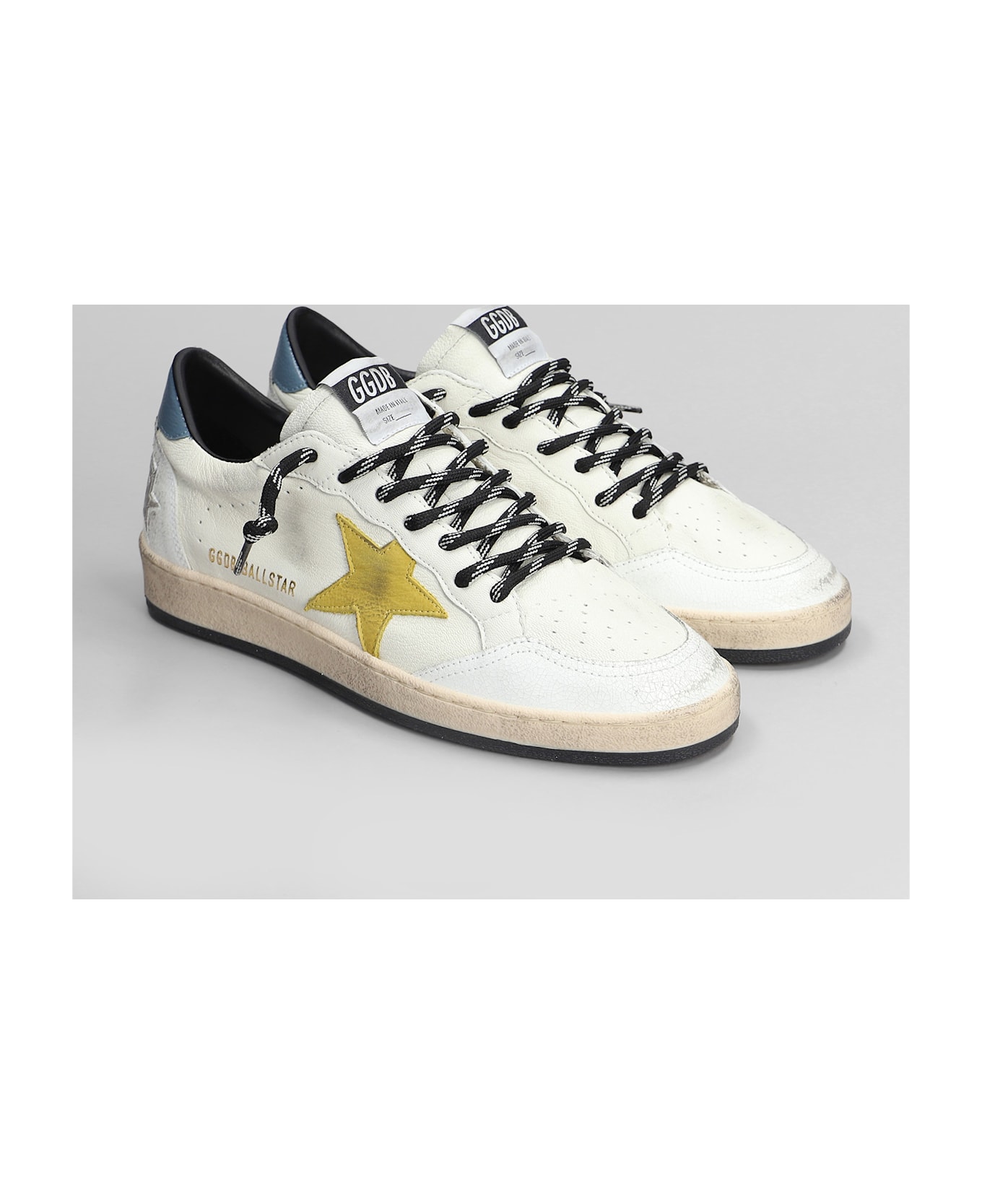 Golden Goose Ball Star Sneakers In White Leather - white