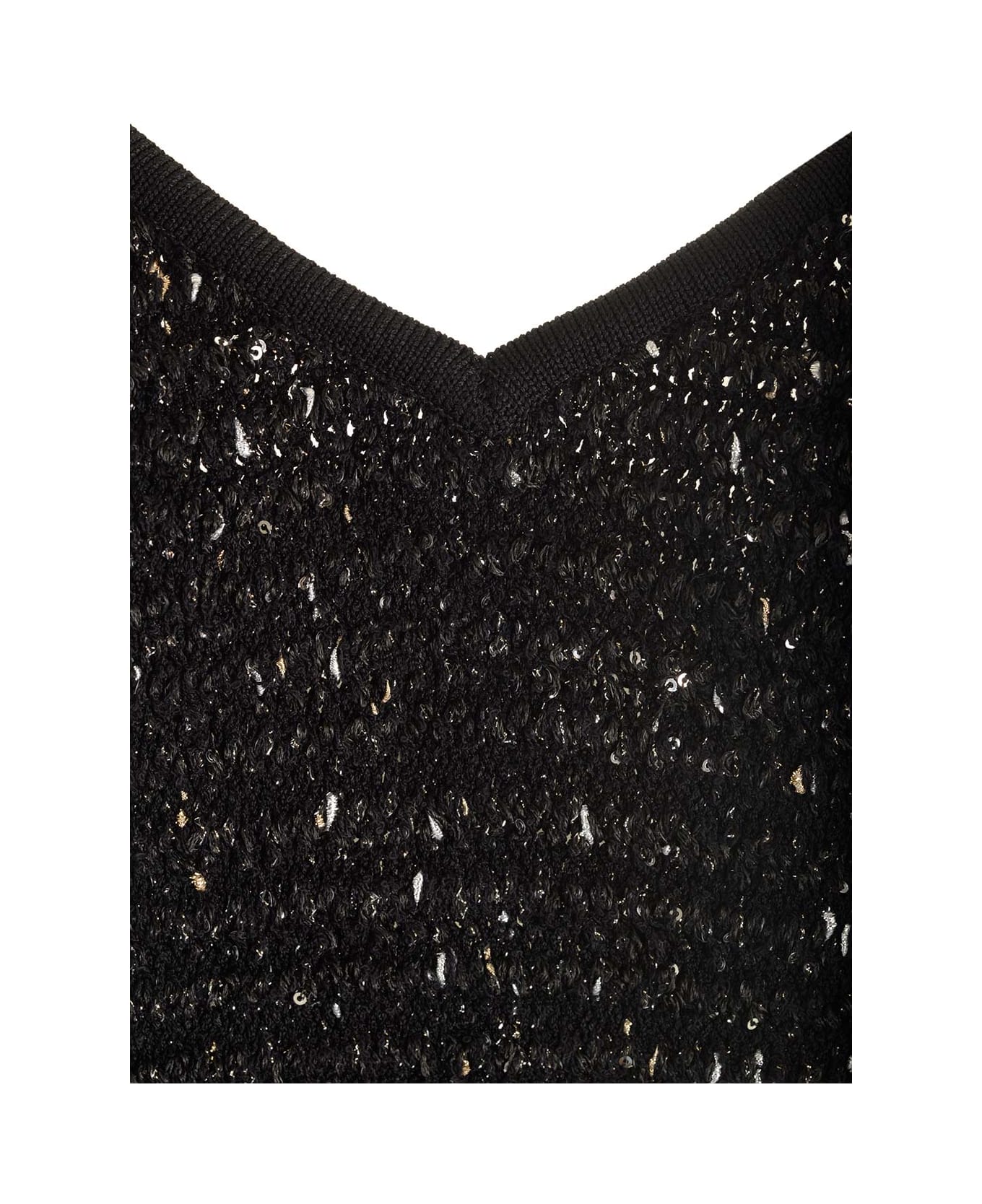 Balmain Fringed Tweed Dress - NERO ORO
