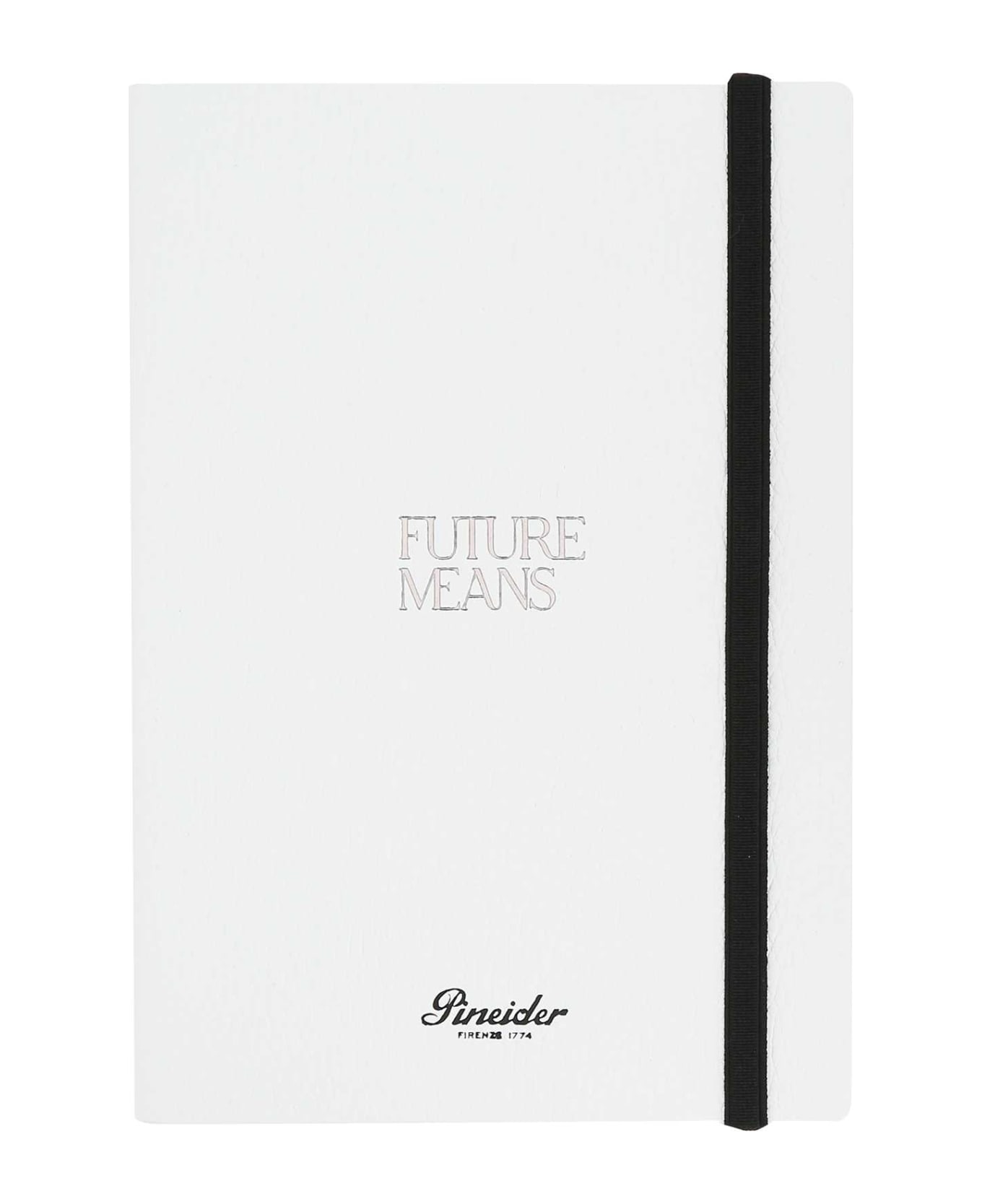 Pineider White Leather Future Means Diary - WHITE