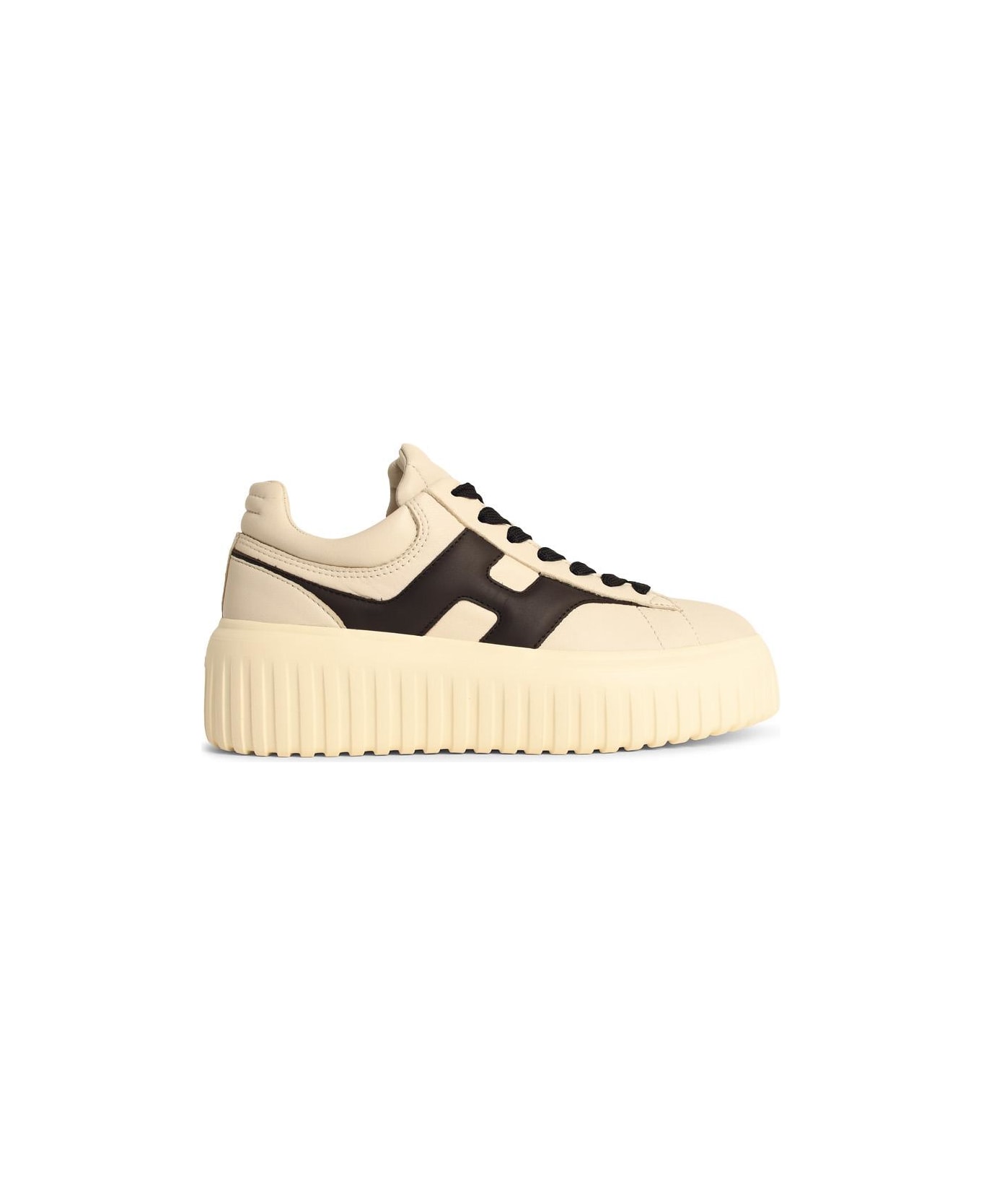 Hogan 'h-stripes' Ivory Leather Sneakers - Ivory