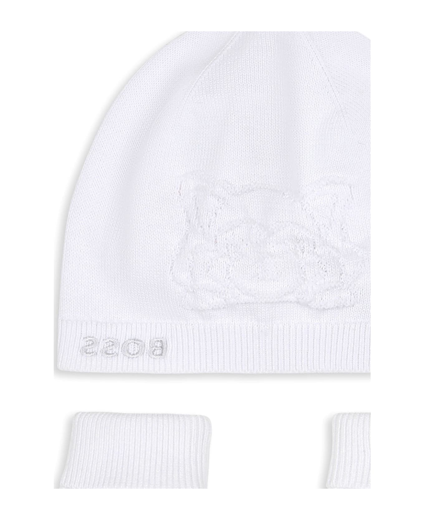 Hugo Boss White Accessory Set For Baby Boy With Logo - White