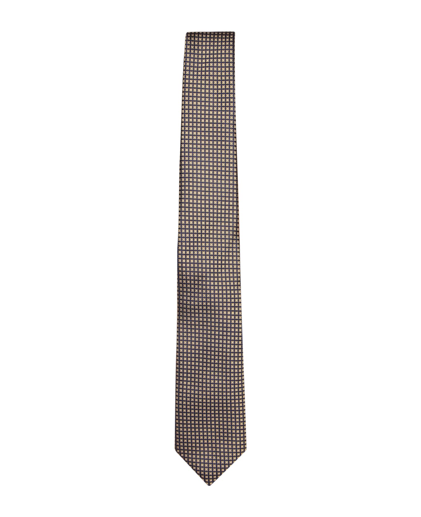 Canali Geometric Silk Tie In Yellow - Yellow