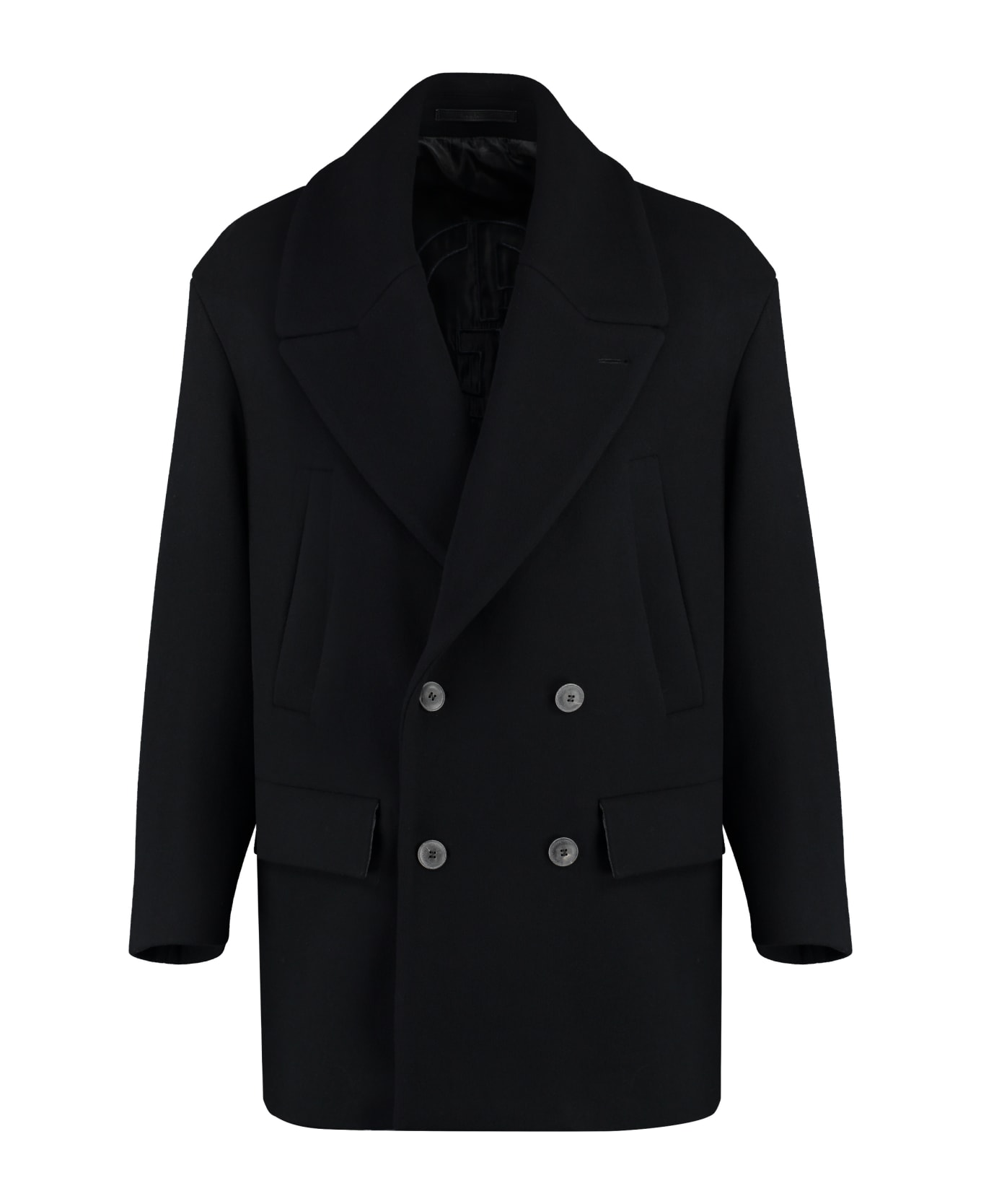 Giorgio Armani Wool Blend Double-breasted Coat - black コート