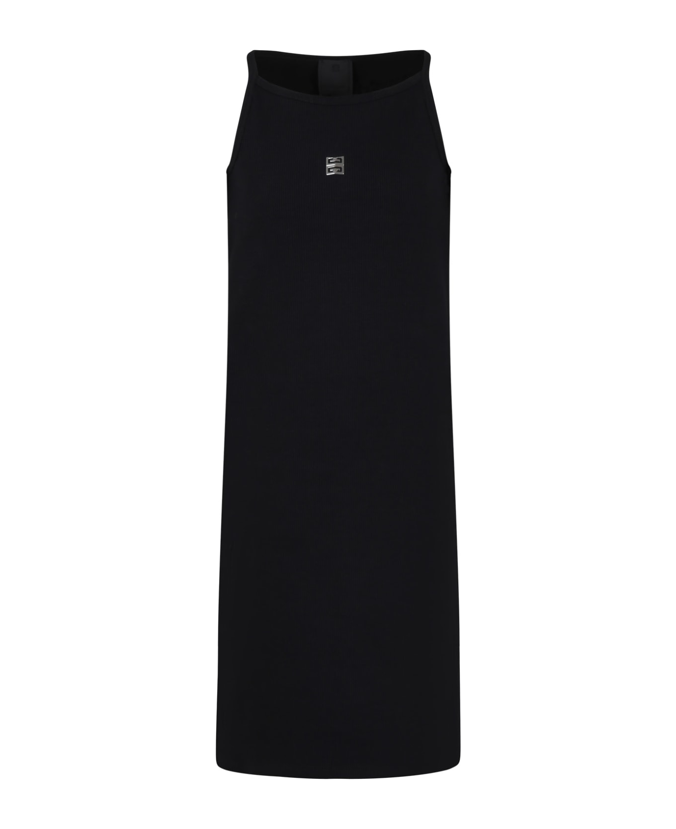 Givenchy Black Dress For Girl With Metal Logo - Nero