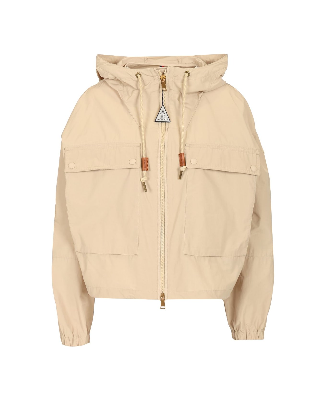 Moncler Short Parka "sauvan" - Beige
