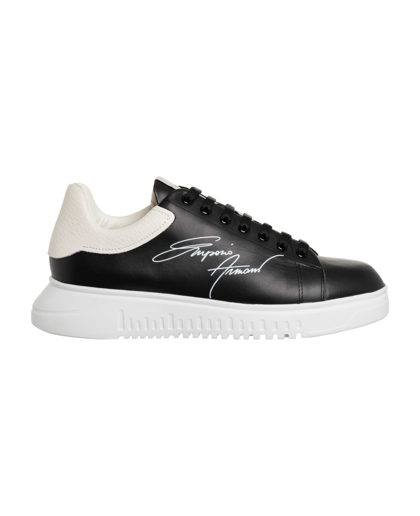 Emporio Armani Leather Sneakers - Black スニーカー