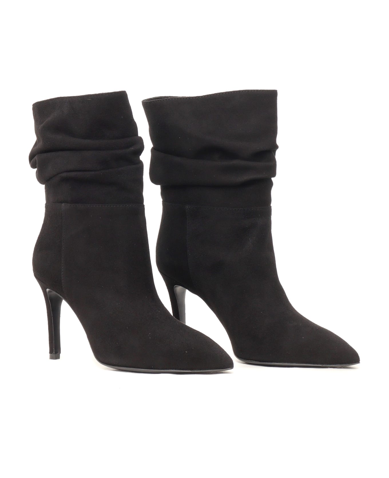 Via Roma 15 Crinkled Boots - BLACK
