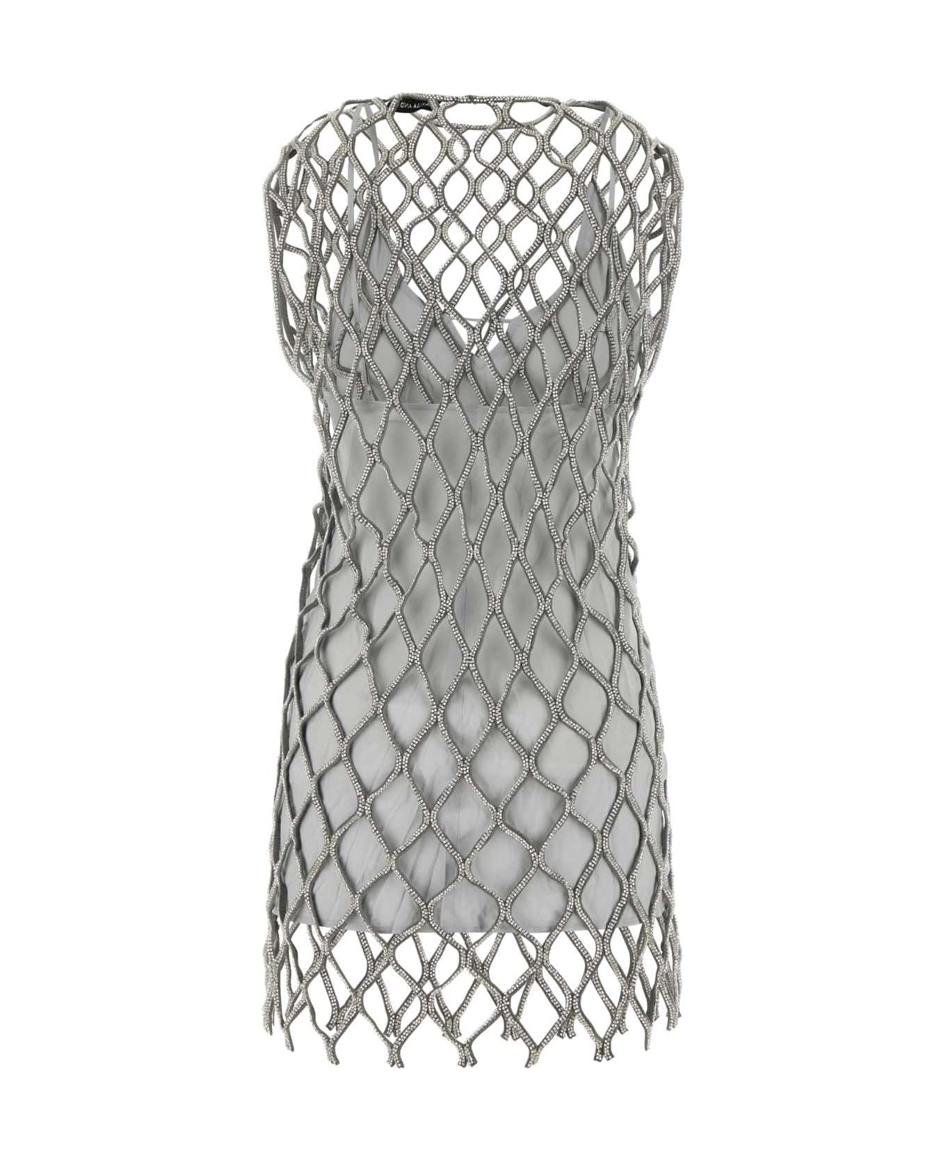Camilla and Marc Embellished Mesh Rococo Mini Dress - SILVER