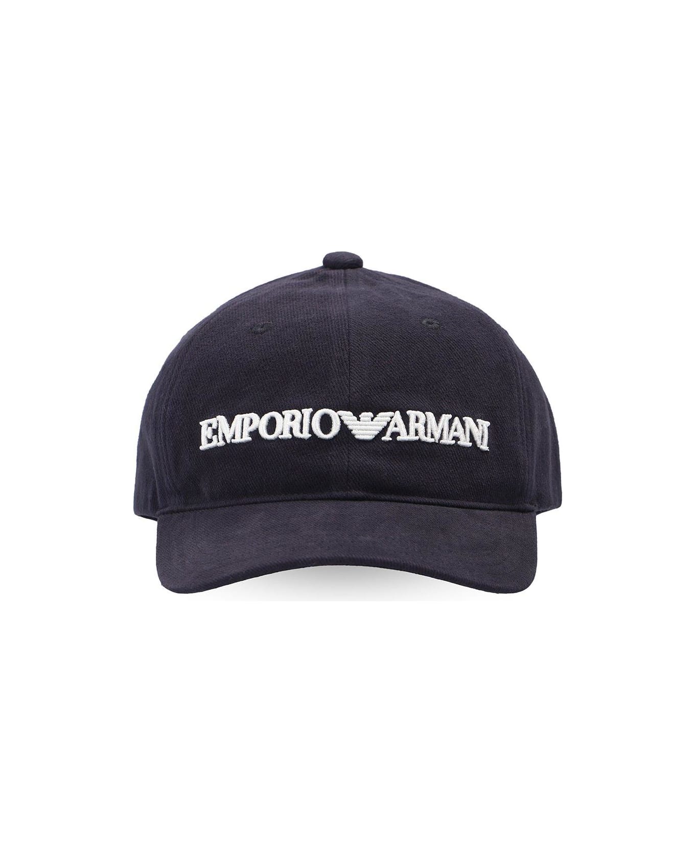 Emporio Armani Logo Embroidered Baseball Cap - Blu