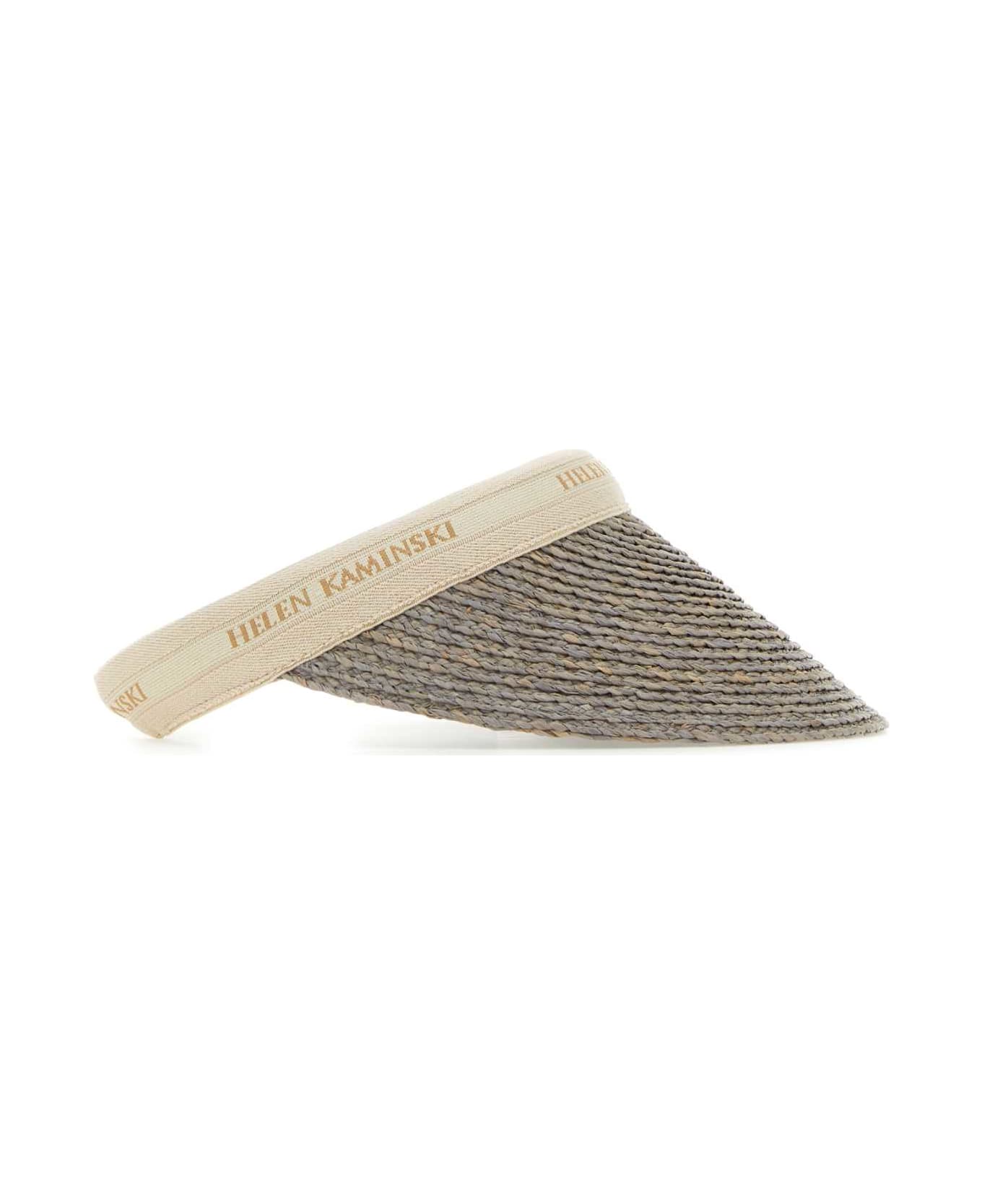 Helen Kaminski Grey Raffia Bianca Visor - ECLMELNATLOG