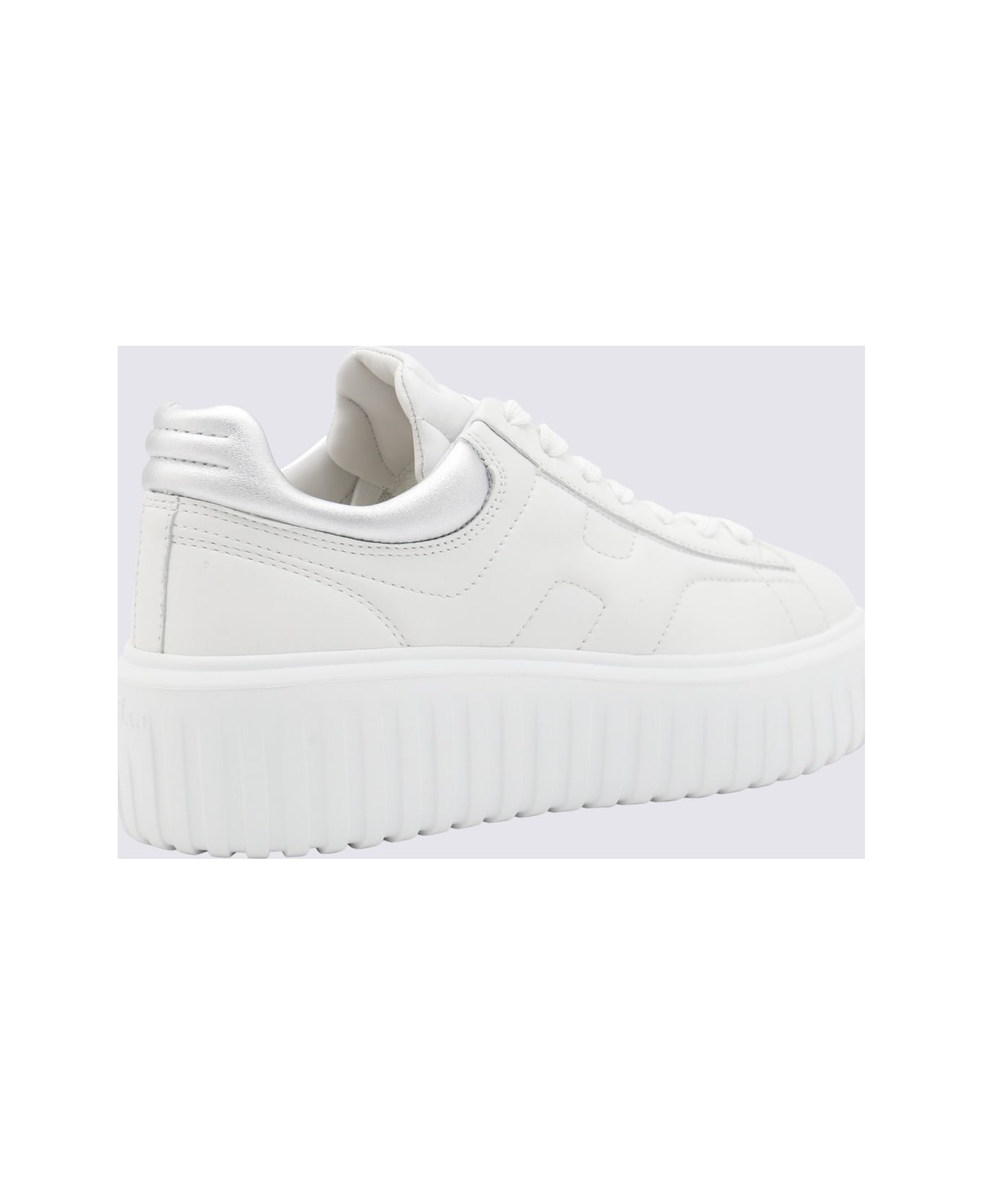 Hogan White And Silver Leather Sneakers - White