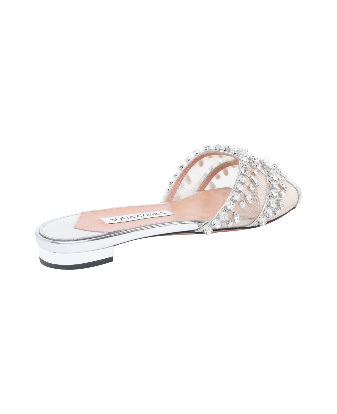 Aquazzura Temptation Crystal Slide Sandals - Silver