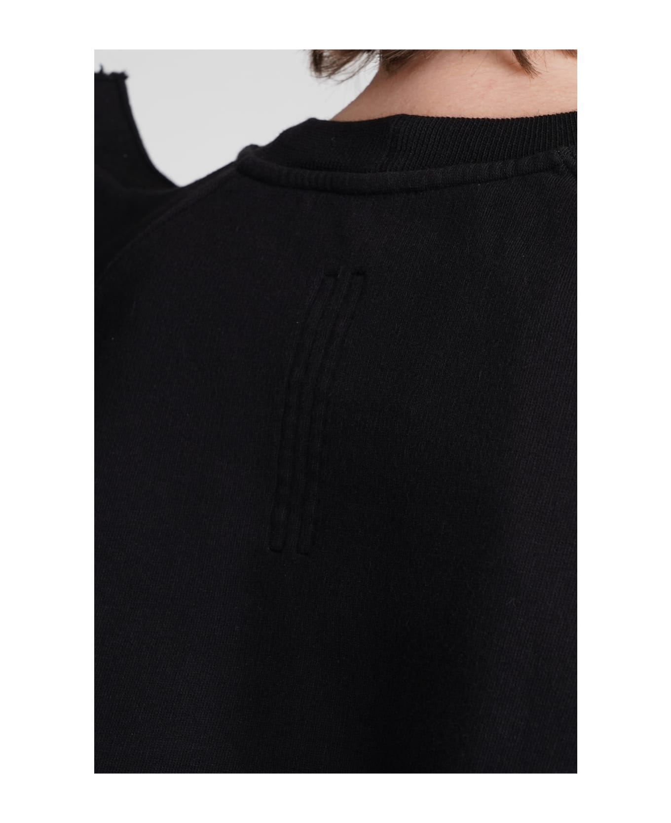 DRKSHDW Cropped Tecsweat Sweatshirt In Black Cotton - black