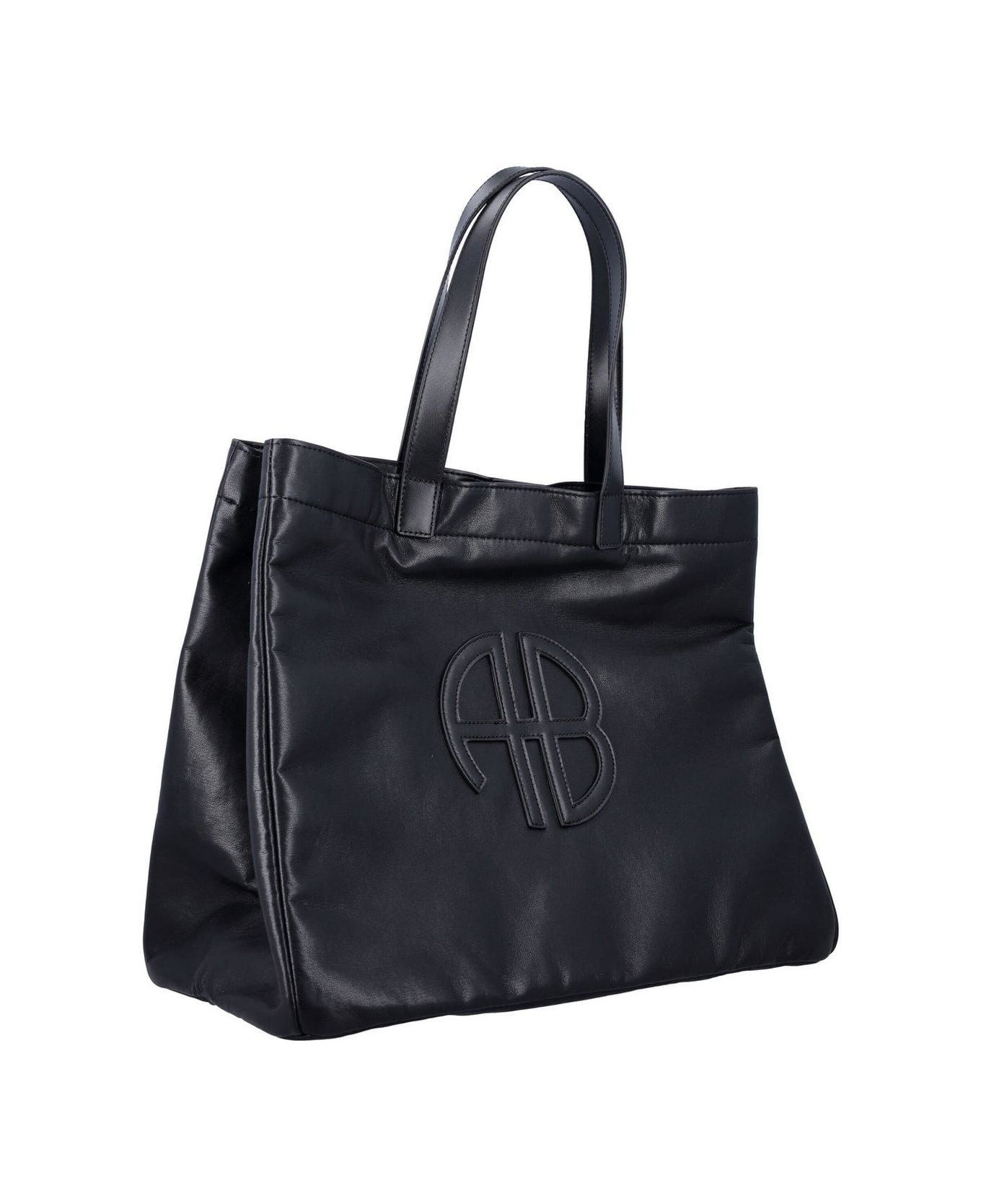 Anine Bing Large Rio Logo Patch Tote Bag - Black
