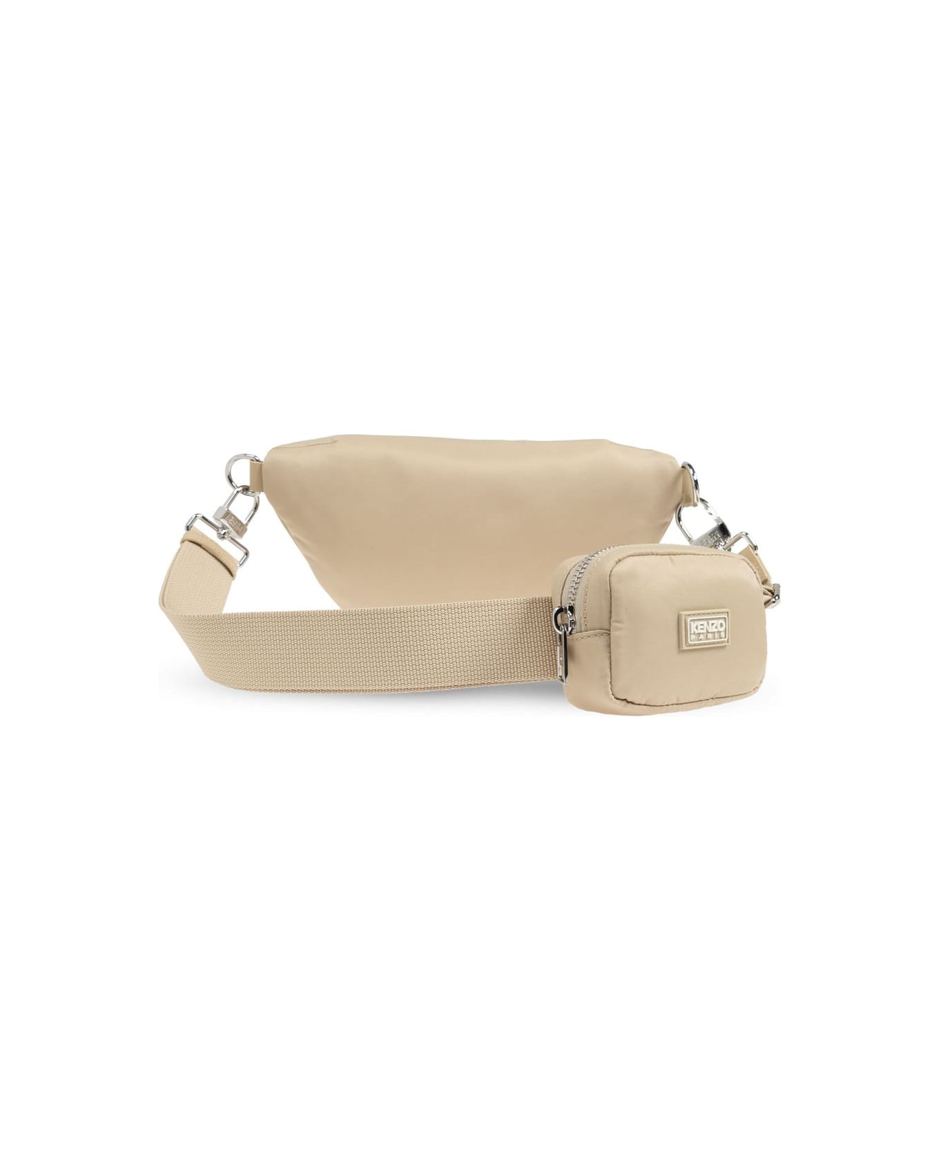 Kenzo Logo Patch Zipped Belt Bag - Beige