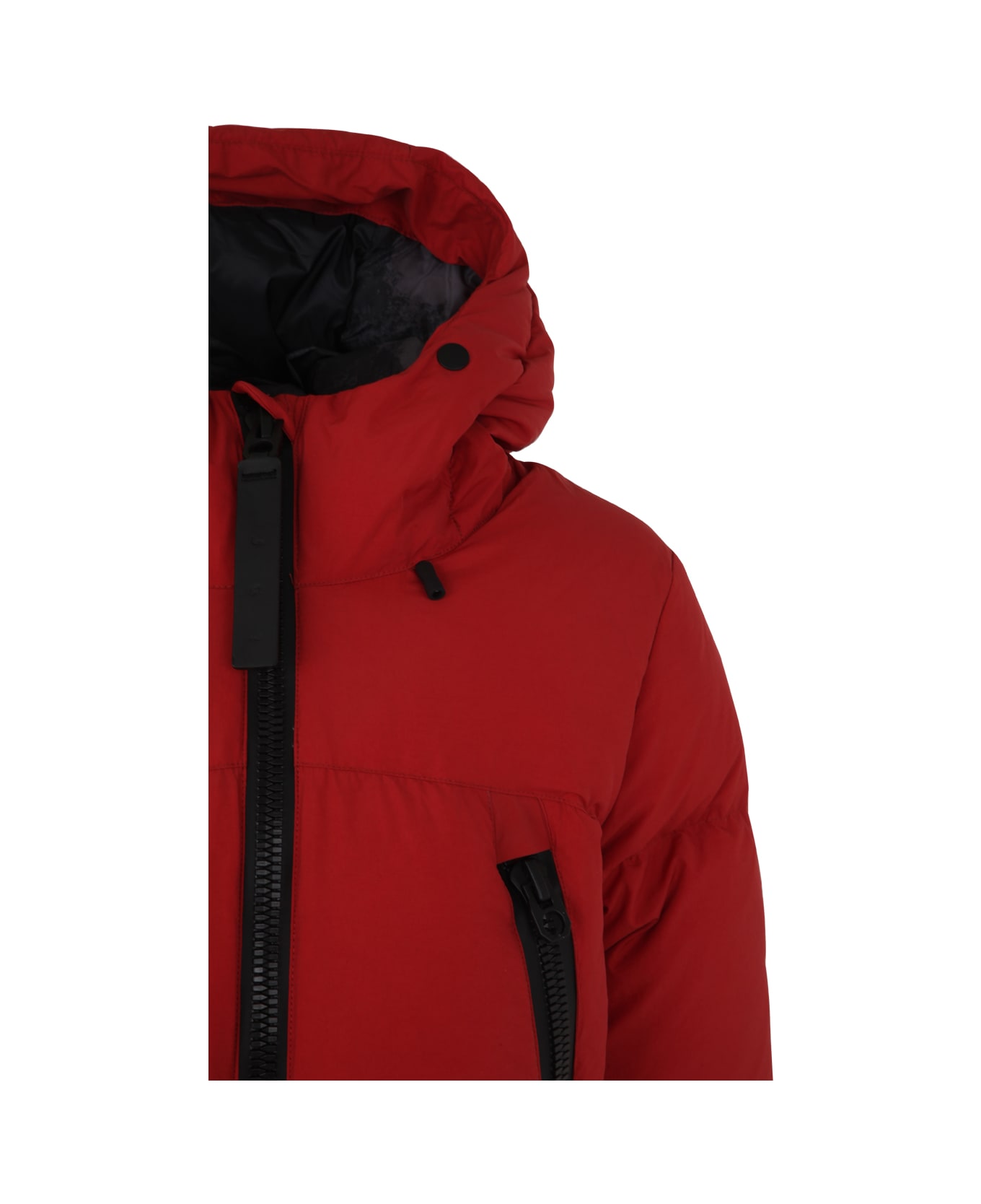 JG1 Padded Jacket With Hood - Red Burn